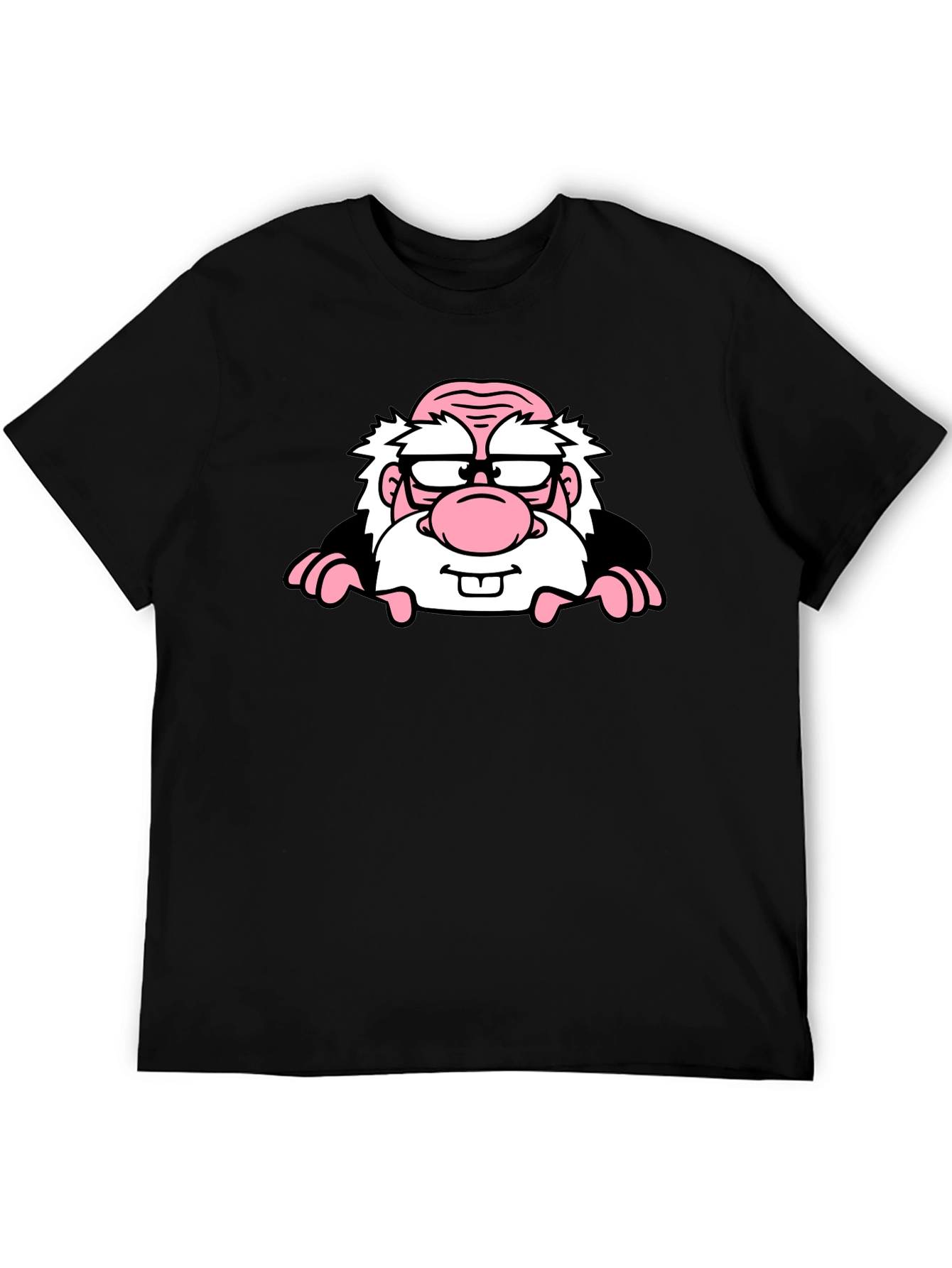 Black Cartoon Character Graphic Print Black T-Shirt view 5