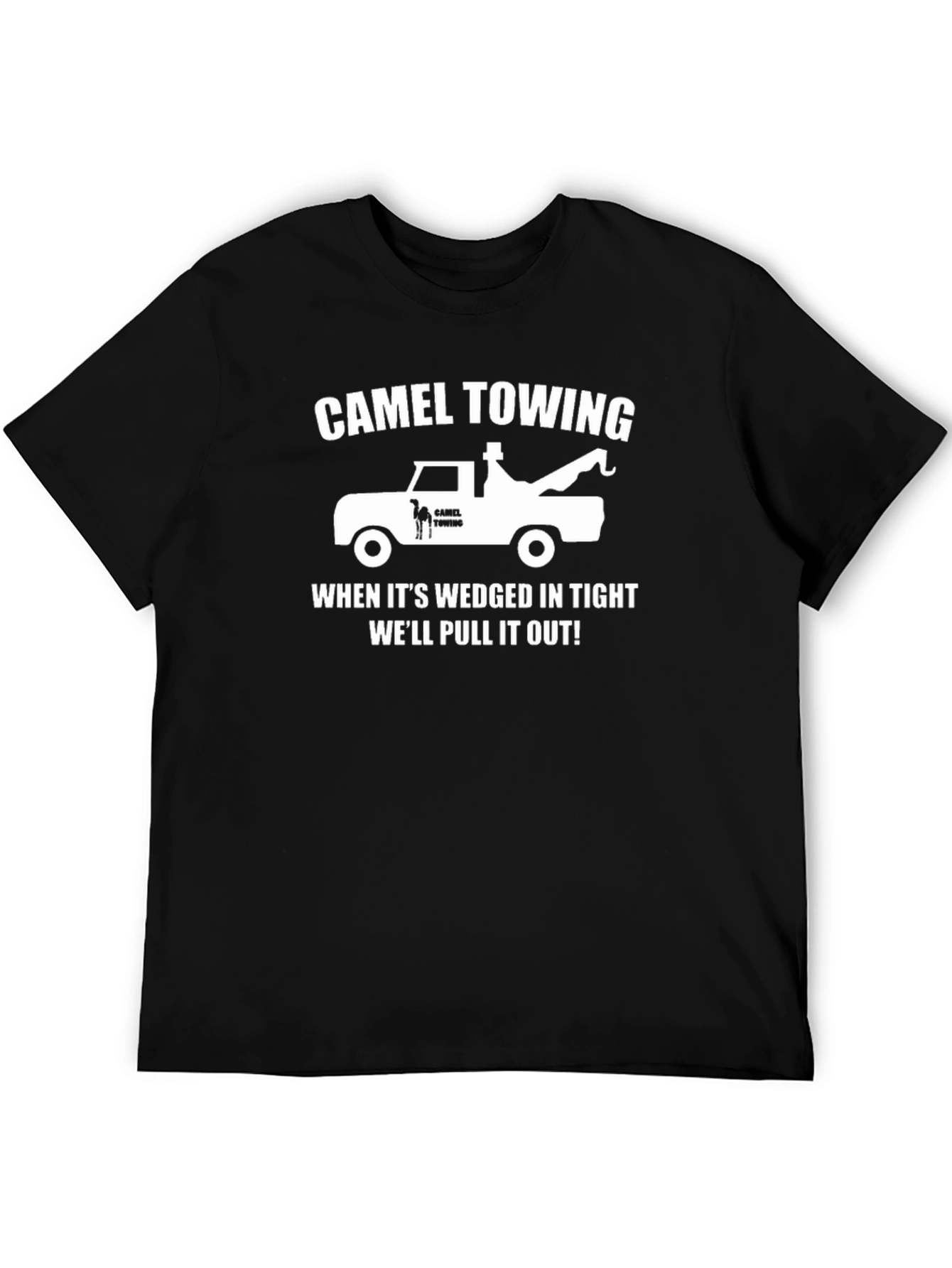 Black Camel Towing Humor T-Shirt - Black Graphic Tee view 5