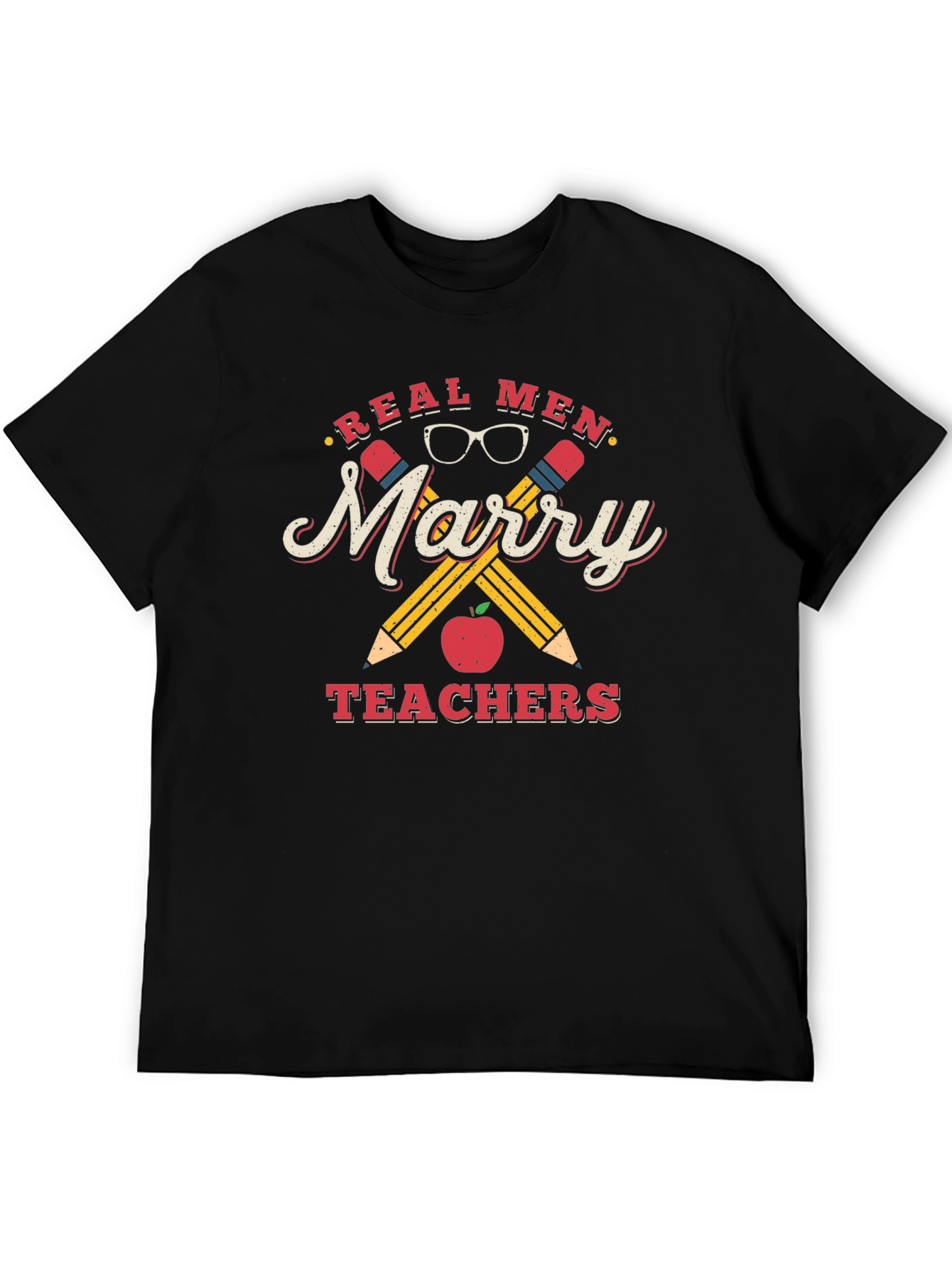 Black Real Men Marry Teachers Graphic Tee view 5