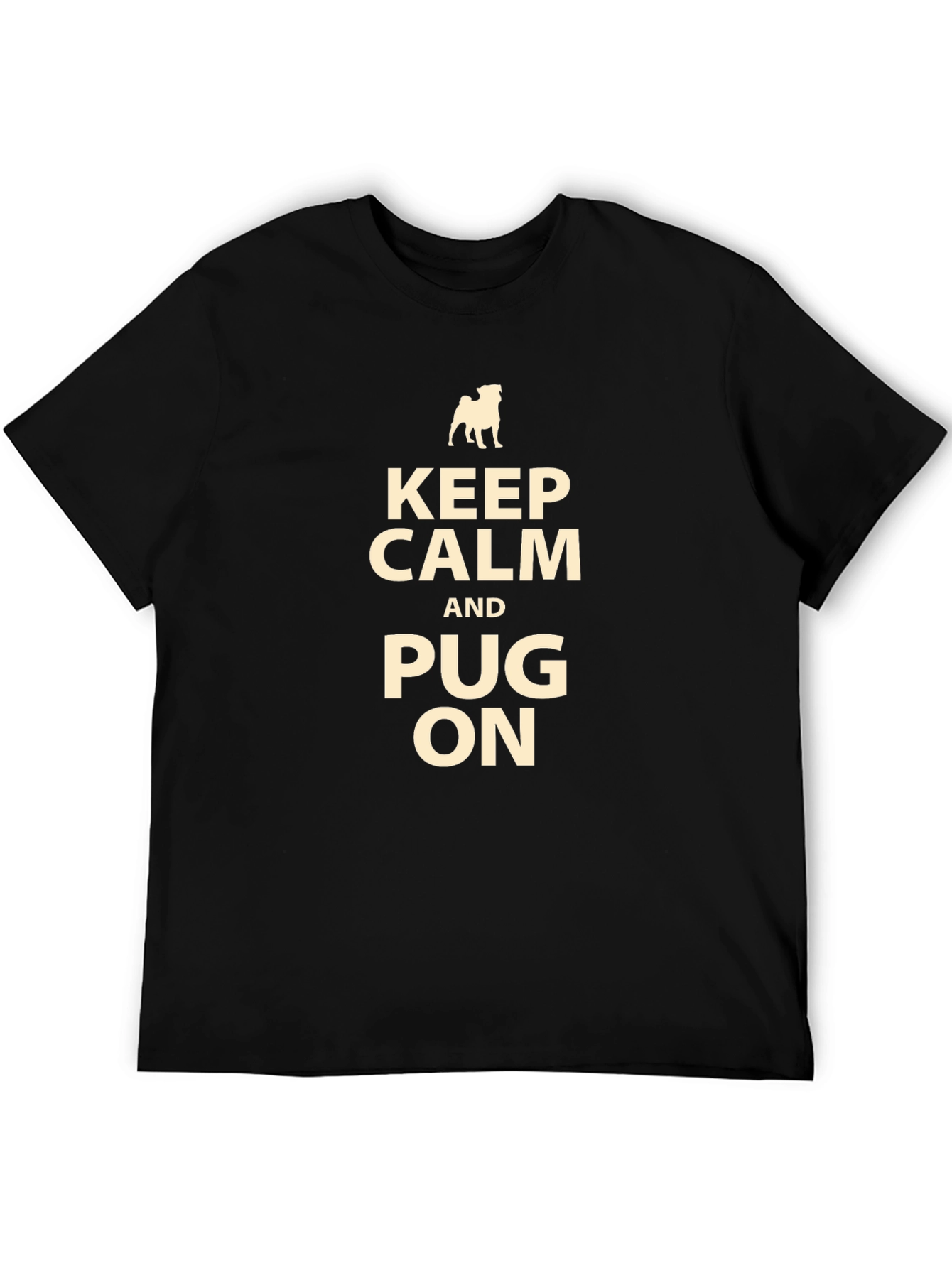 Black Keep Calm and Pug On T-Shirt view 5