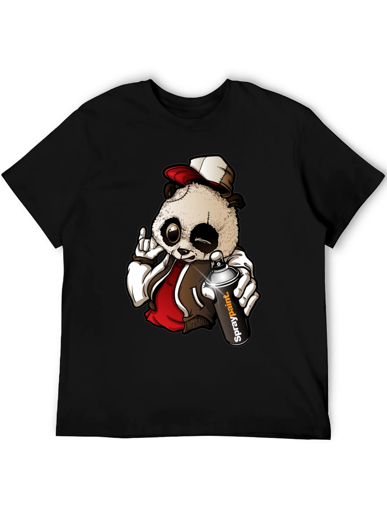 Black Cool Panda Graffiti Artist T-Shirt view 5
