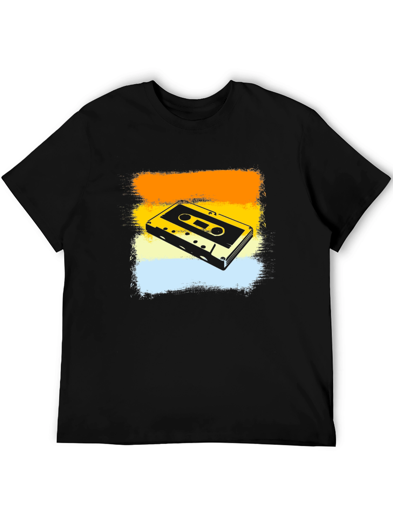 Black Retro Cassette Tape Graphic Tee - Vintage Style Black T-Shirt view 5