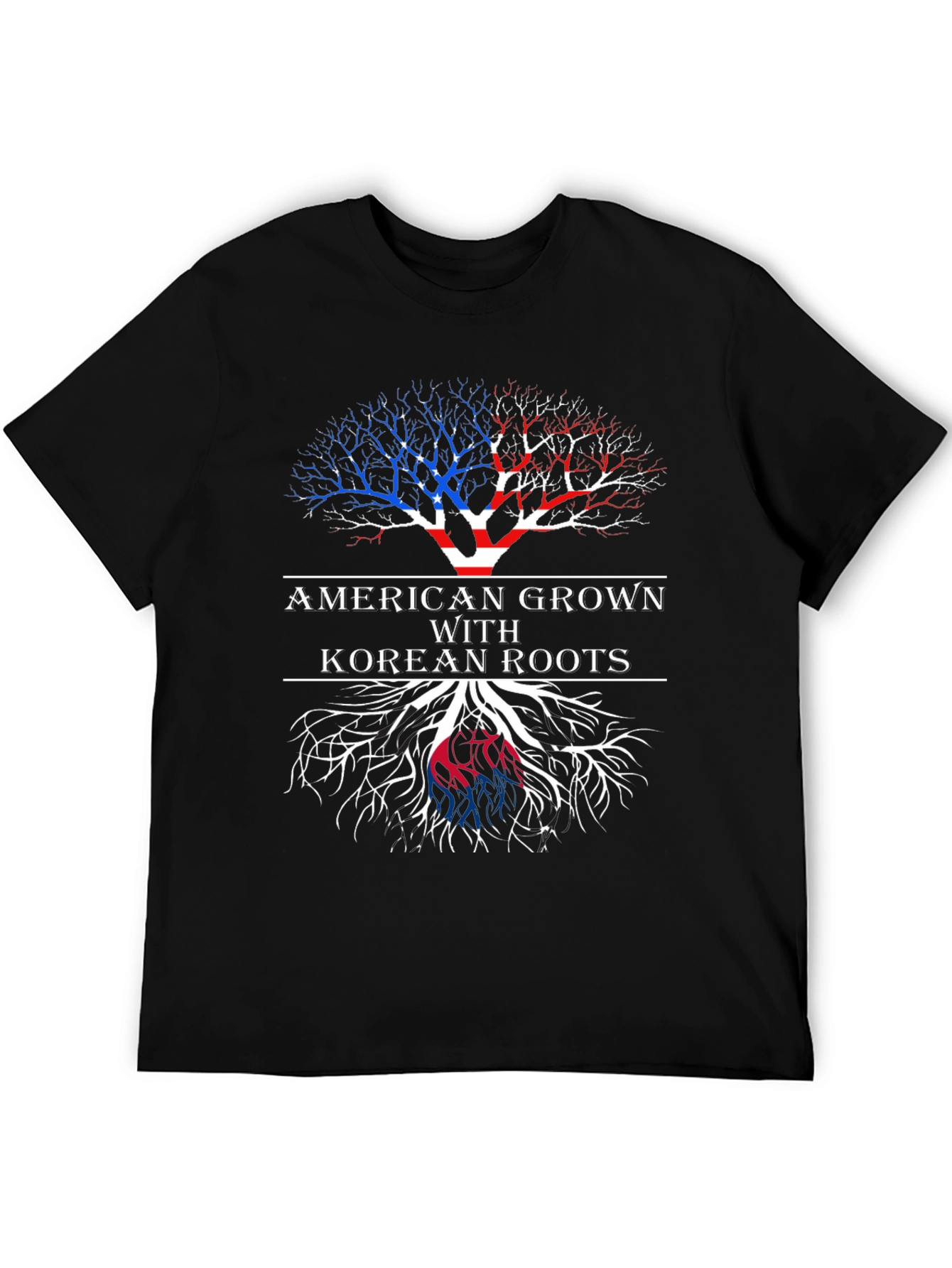 Black American Grown Korean Roots T-Shirt view 5