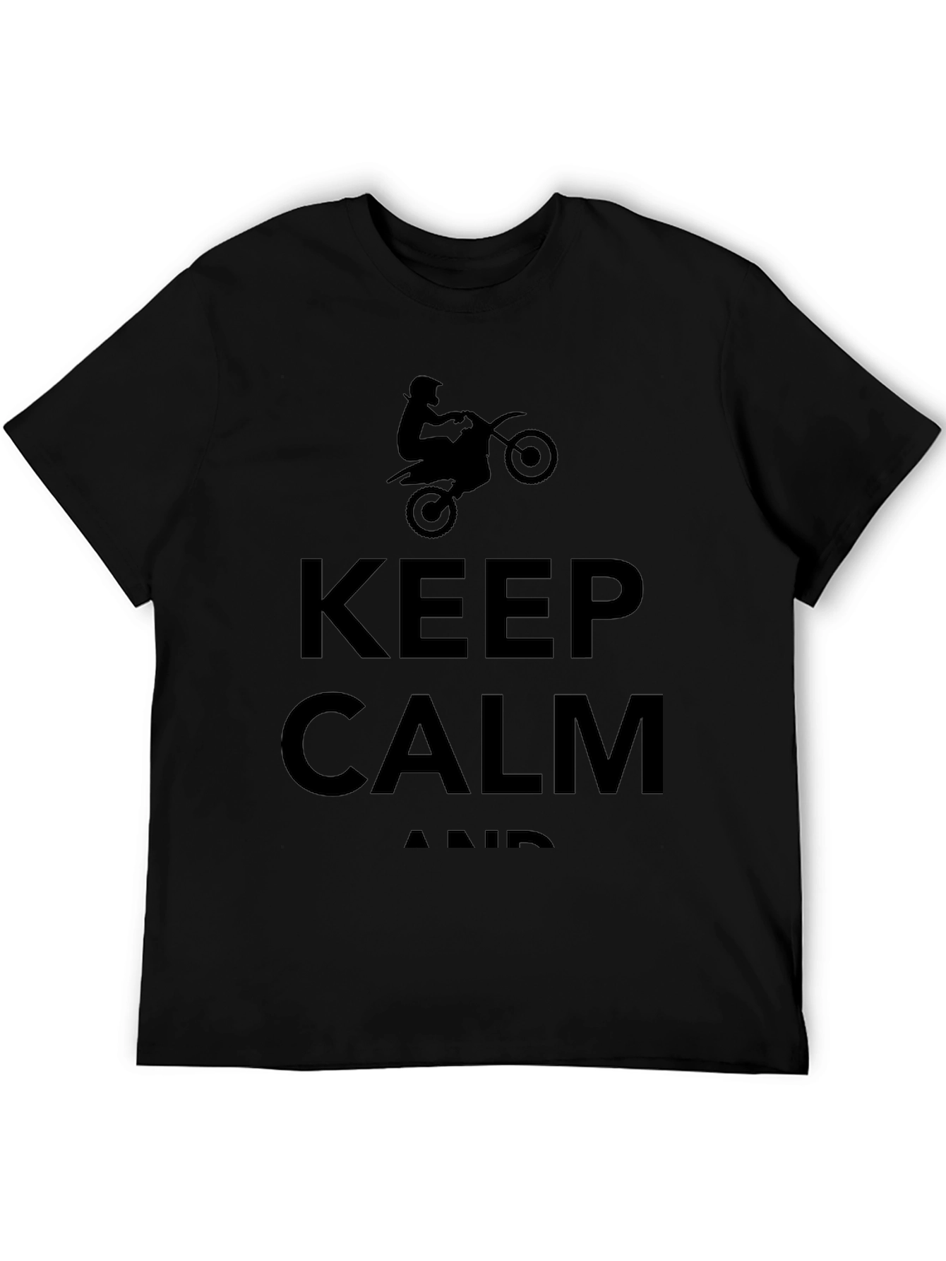 Black Keep Calm Dirt Bike Graphic T-Shirt view 5