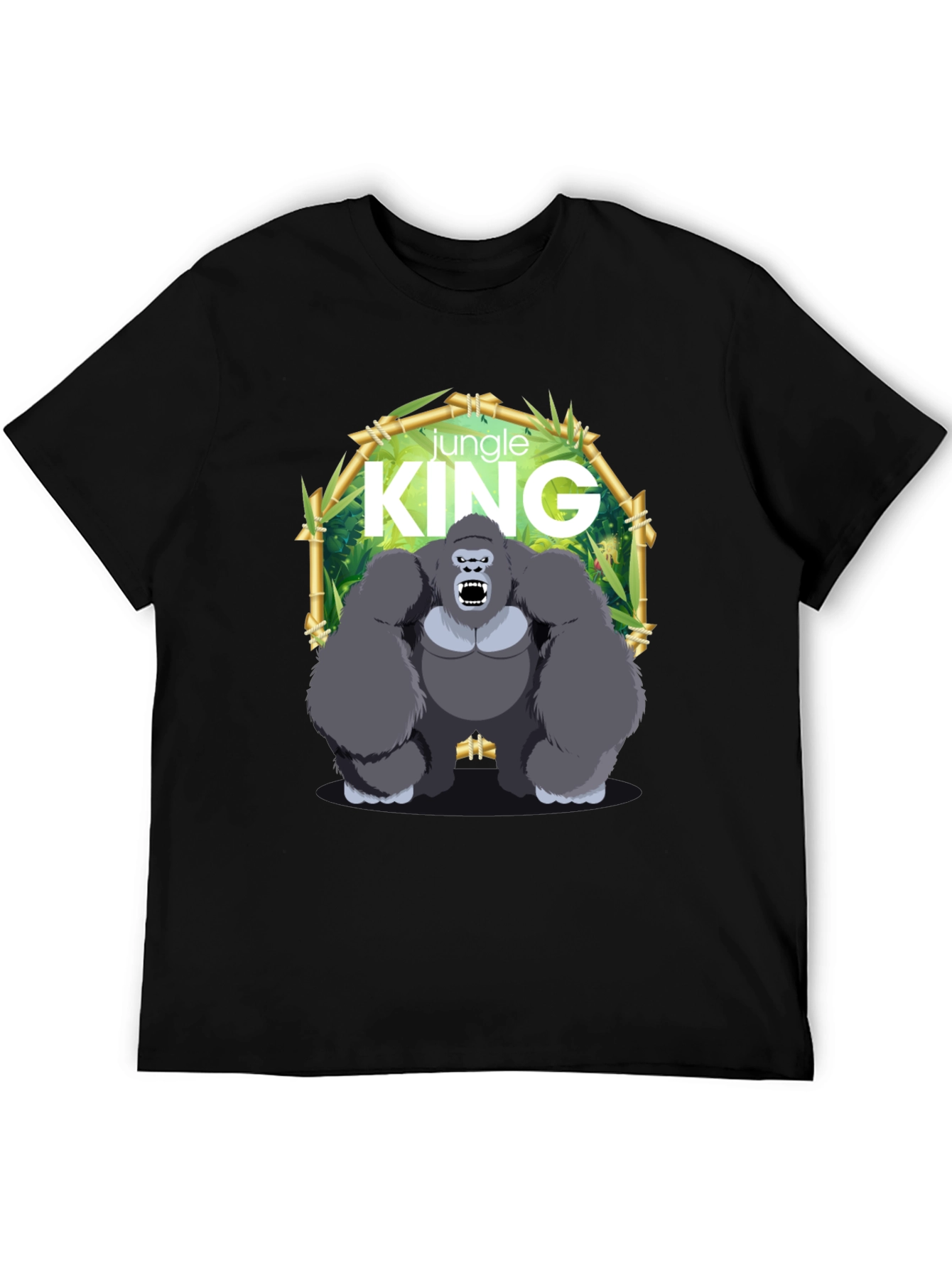 Black Jungle King Gorilla Graphic Black T-Shirt view 5