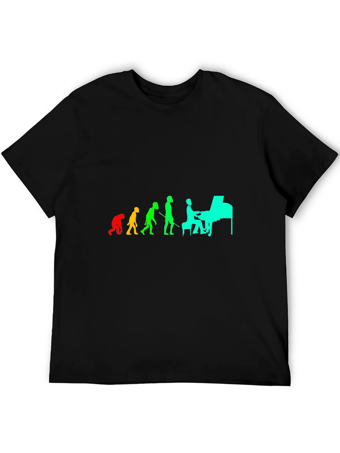 Black Evolution of Piano Player Tee view 5