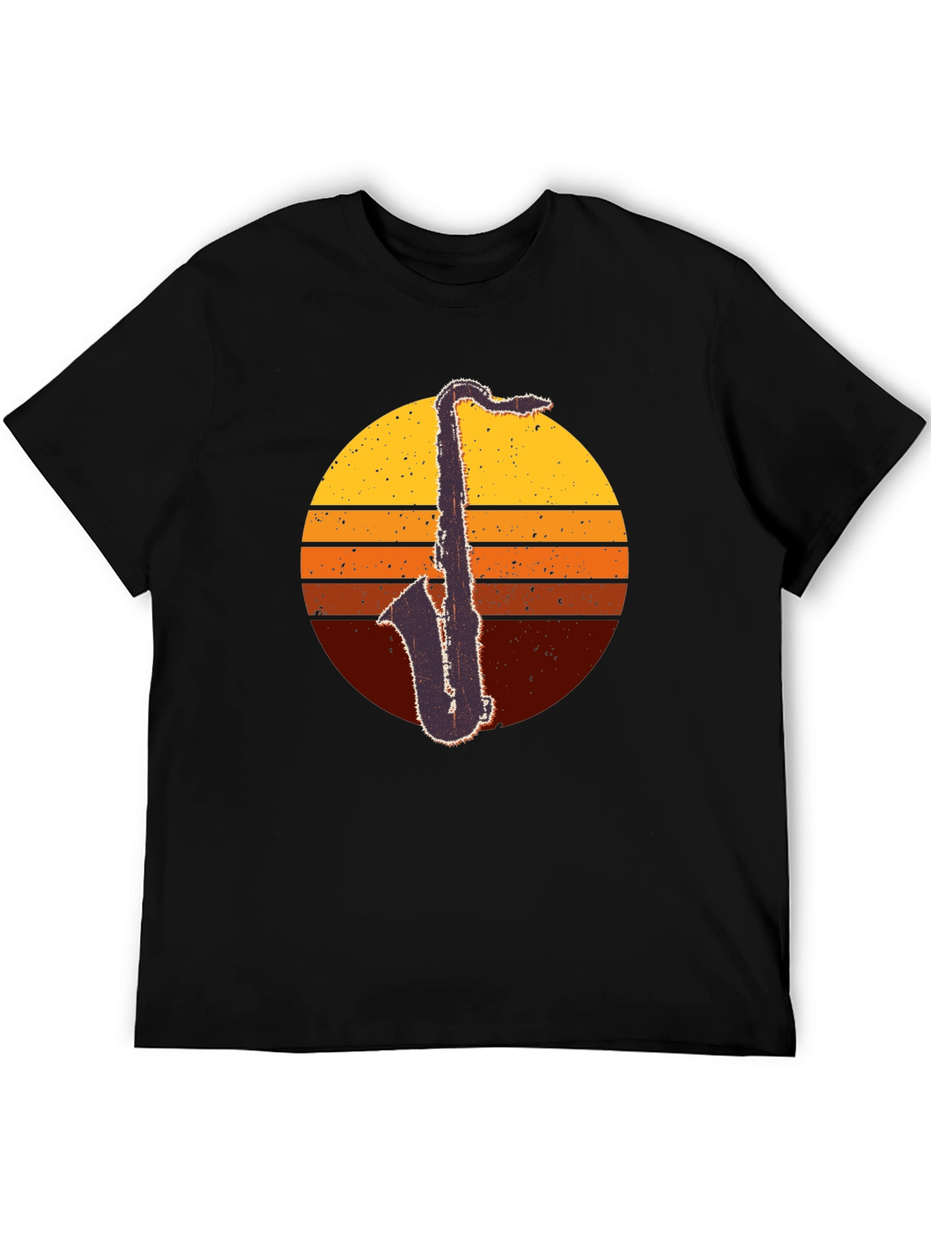 Black Retro Saxophone Sunset T-Shirt - Classic Cool view 5