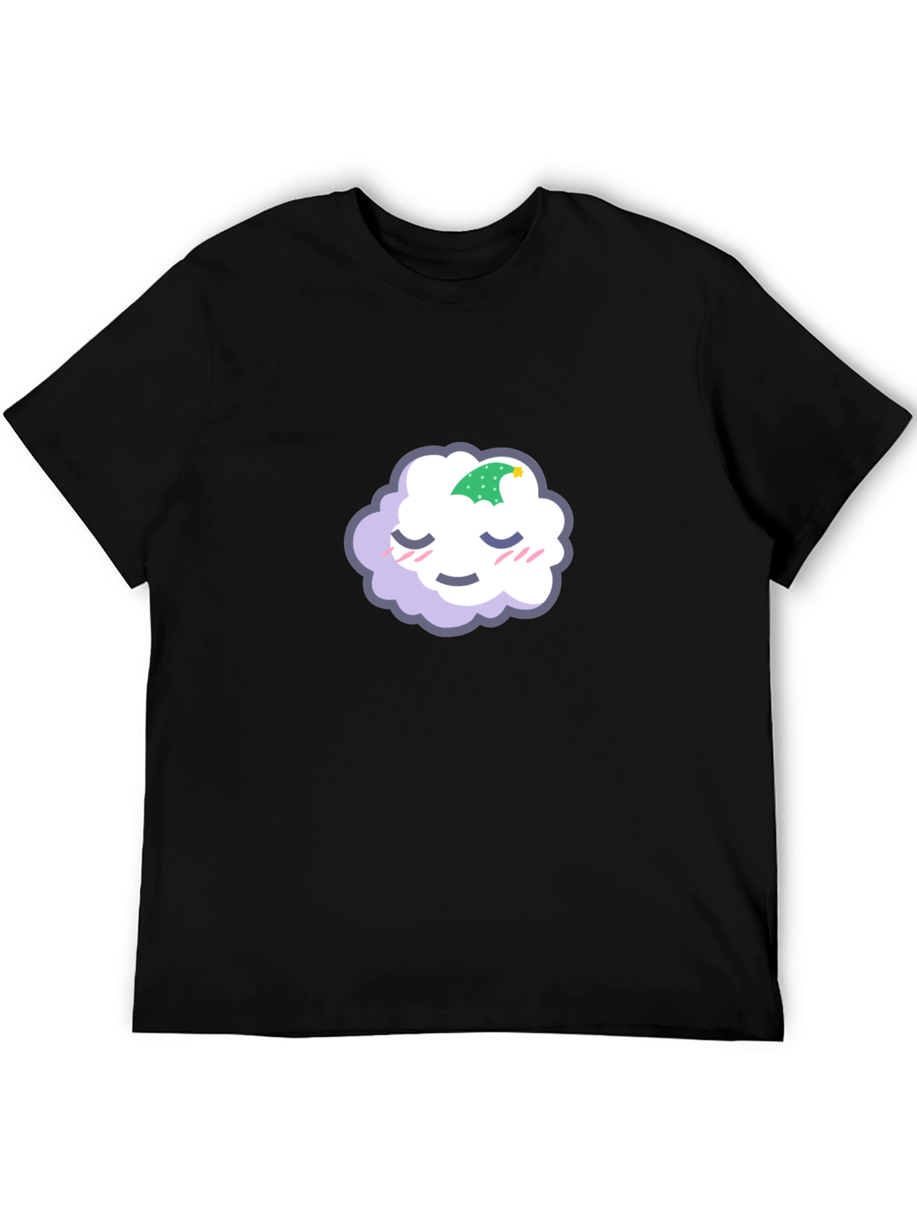 Black Cute Sleeping Cloud Graphic Tee - Black Cotton Blend view 5