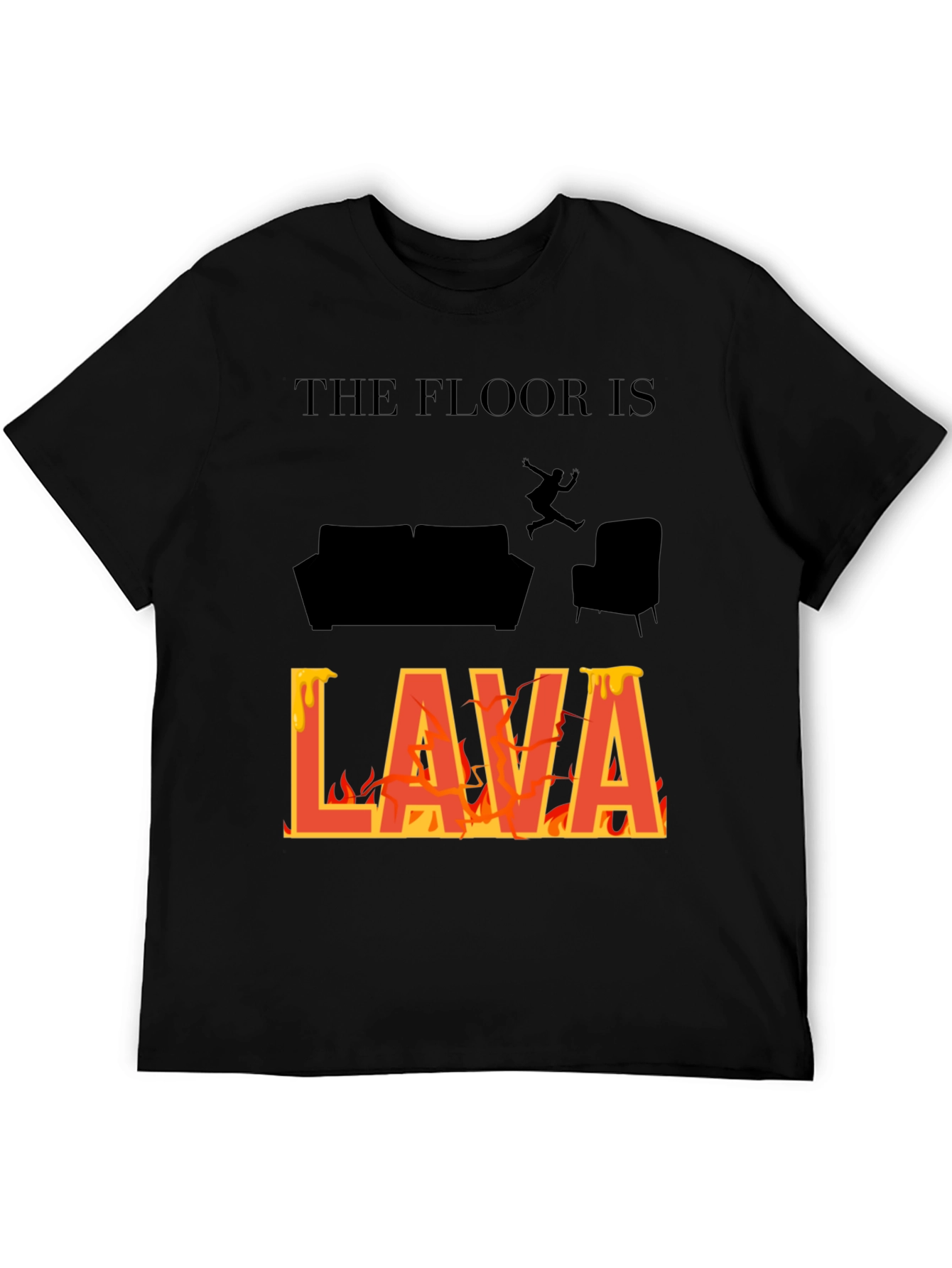 Black The Floor Is Lava T-Shirt Novelty Game Tee view 5