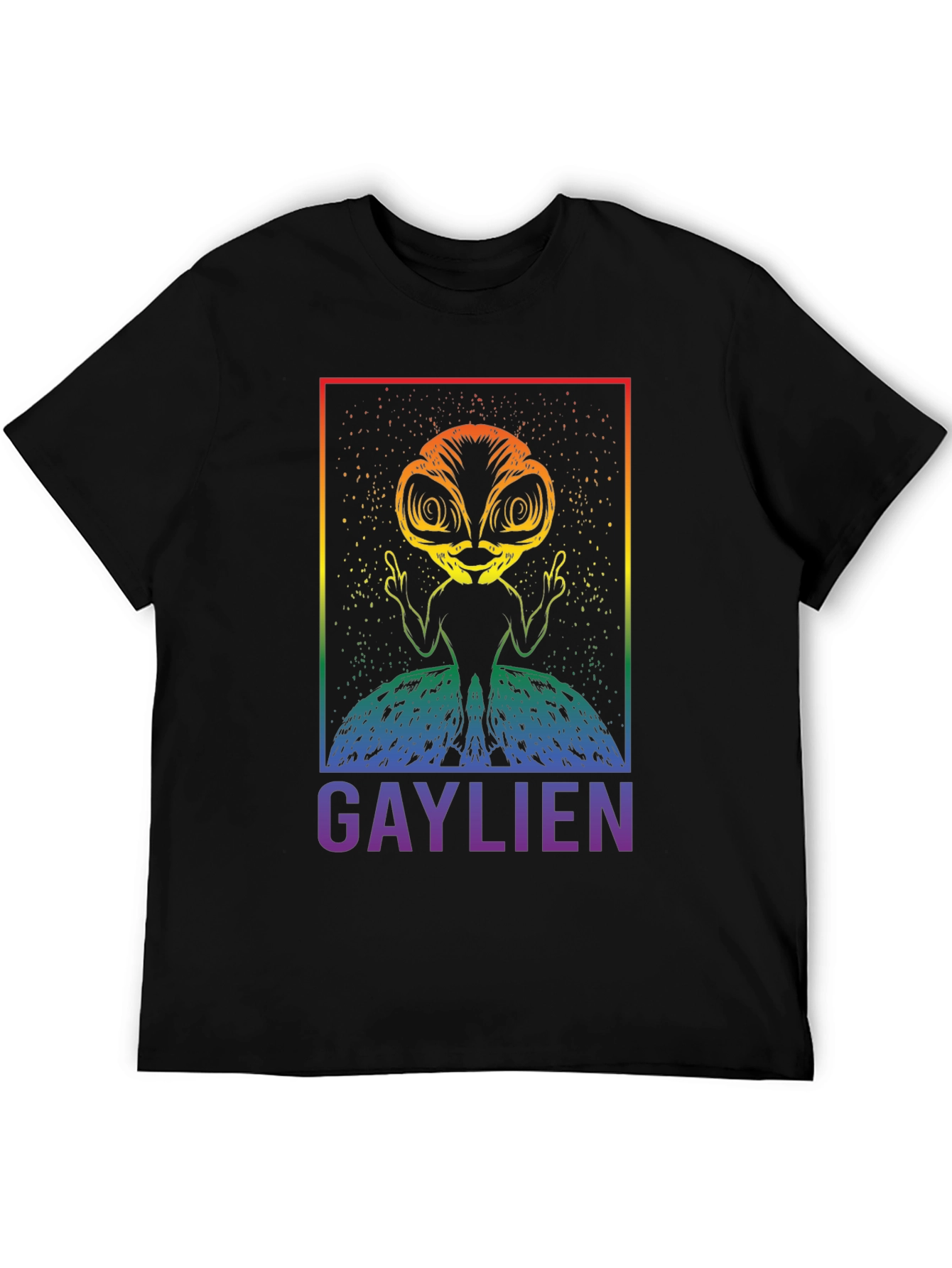 Black Gaylien Graphic T-Shirt - Pride Alien Tee view 5