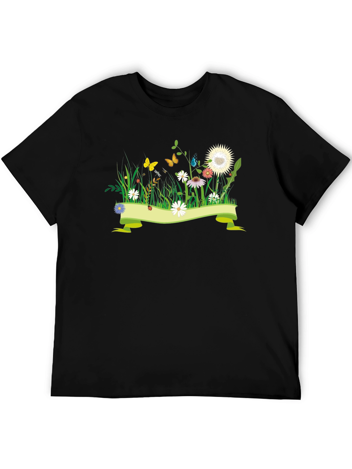 Black Nature Meadow Graphic Black Tee view 5