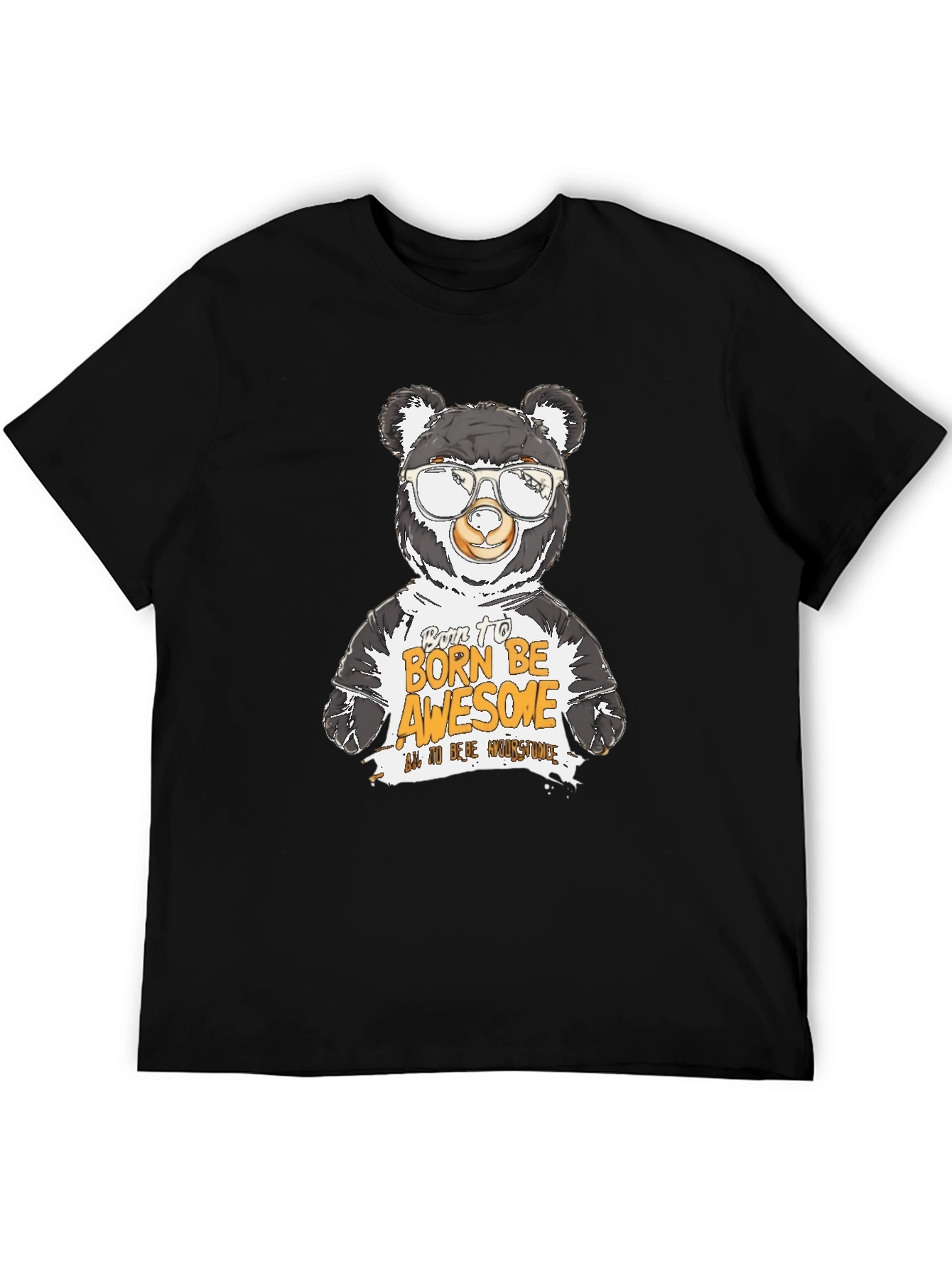 Black Cool Bear Graphic T-Shirt - Born to Be Awesome view 5