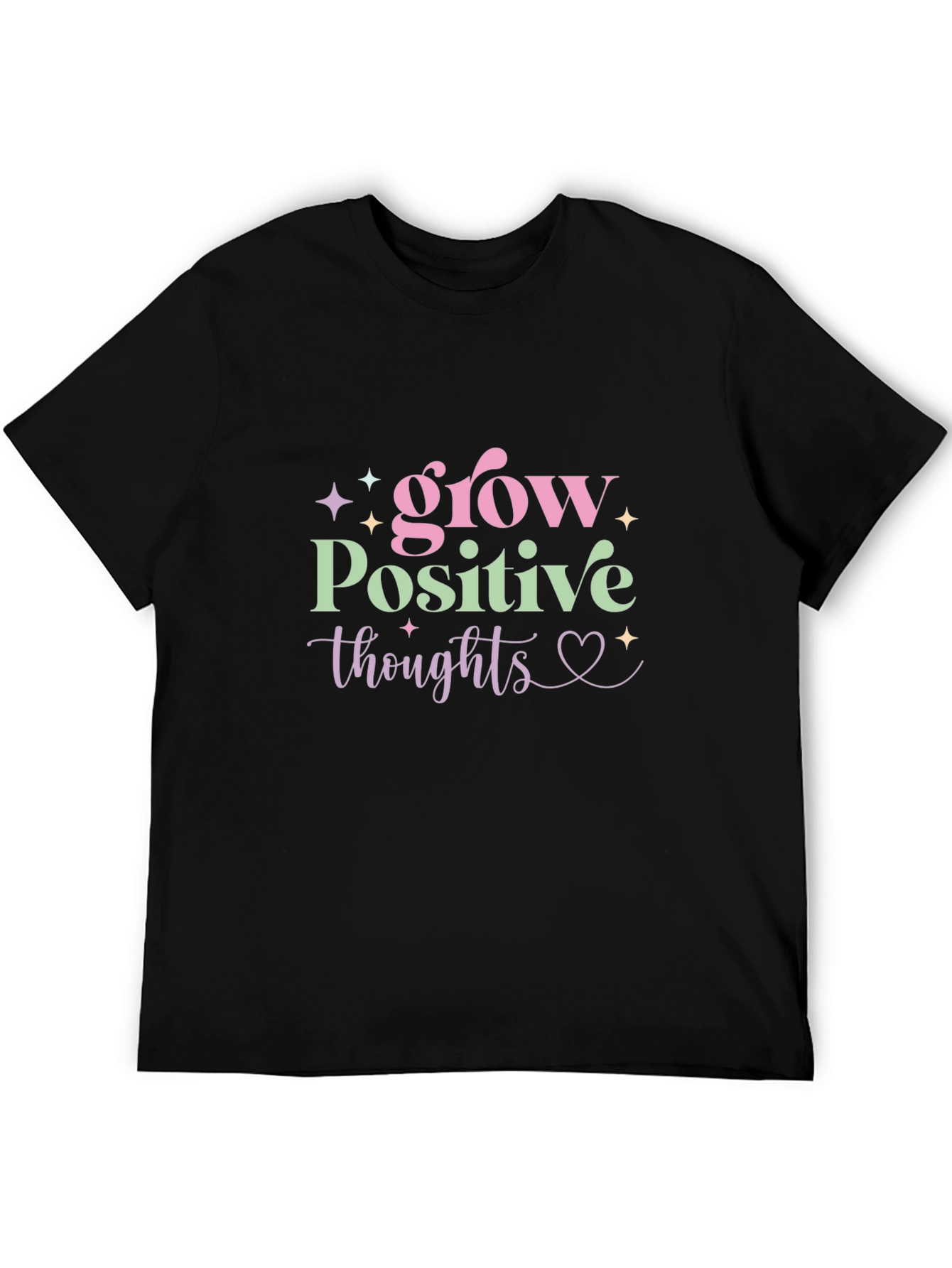 Black Grow Positive Thoughts Graphic Tee view 5