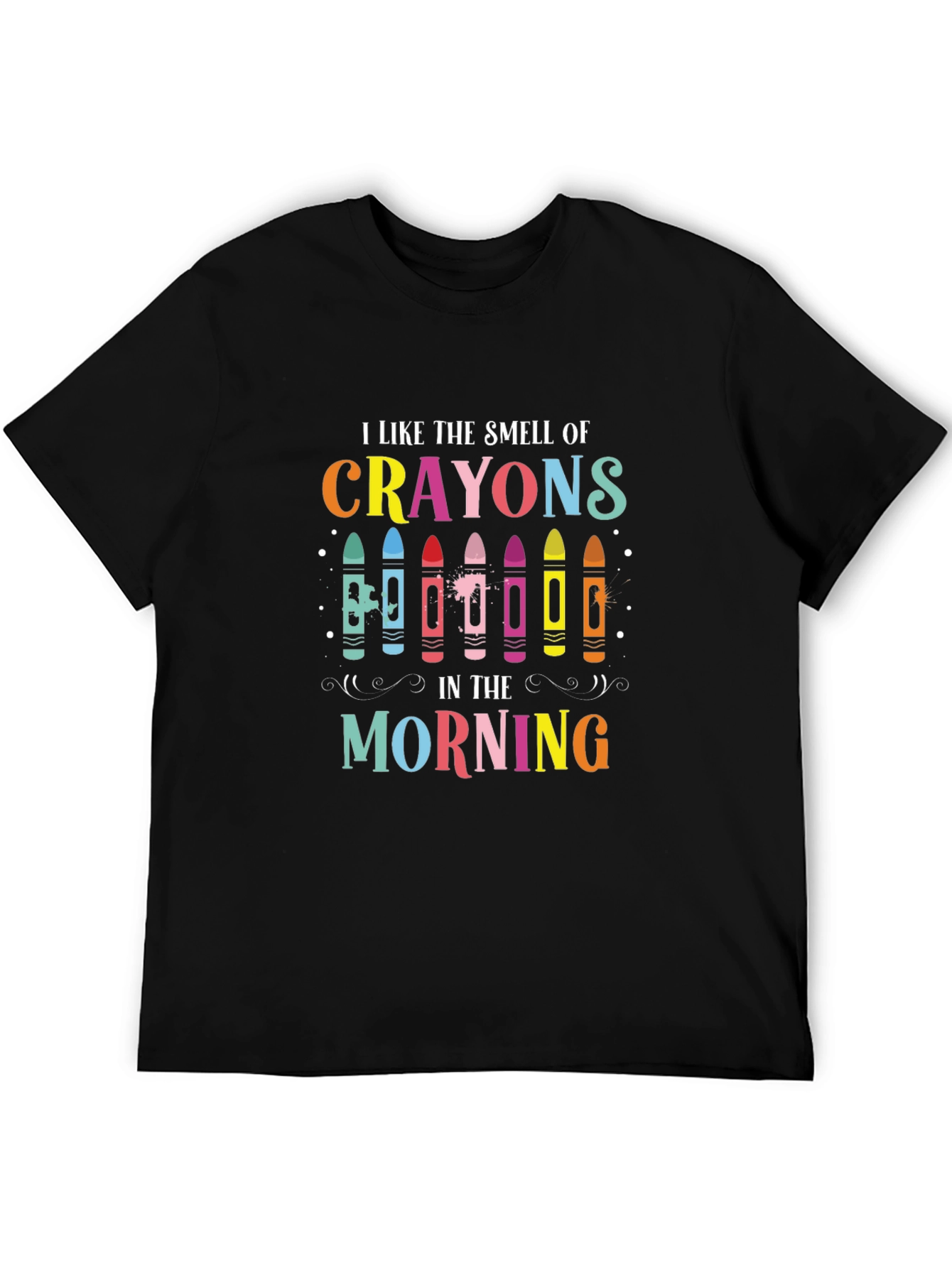 Black I Like the Smell of Crayons T-Shirt view 5
