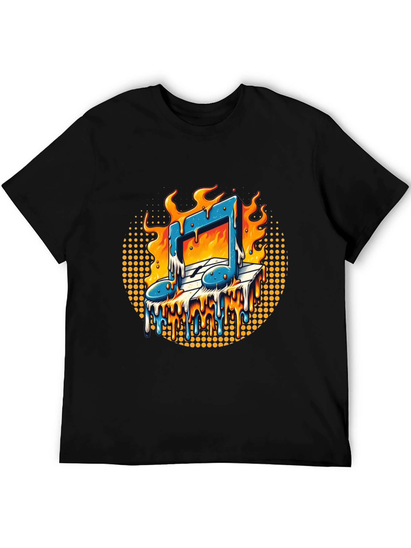 Black Fiery Music Note Graphic Tee view 5