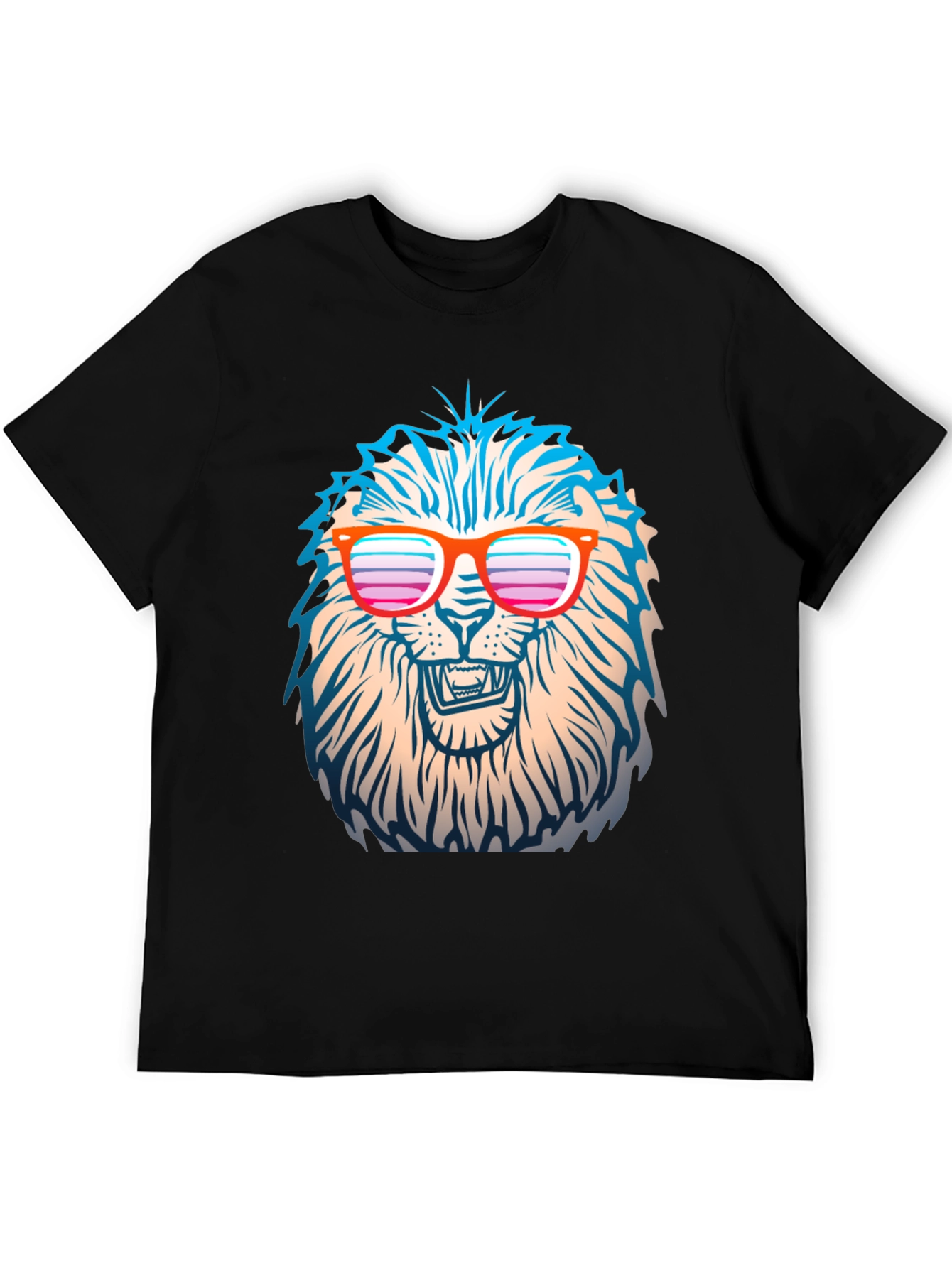 Black Cool Lion T-Shirt with Retro Sunglasses view 5