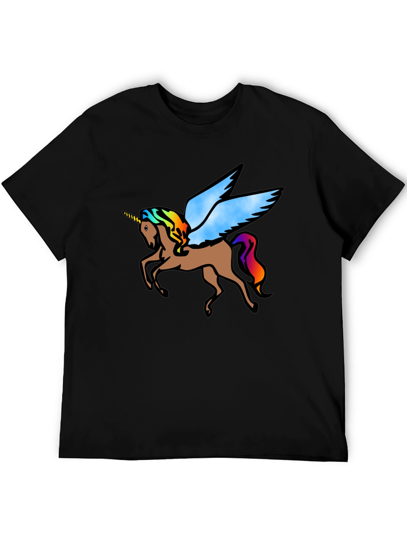 Black Unicorn Pegasus Graphic Tee - Black Cotton T-Shirt view 5