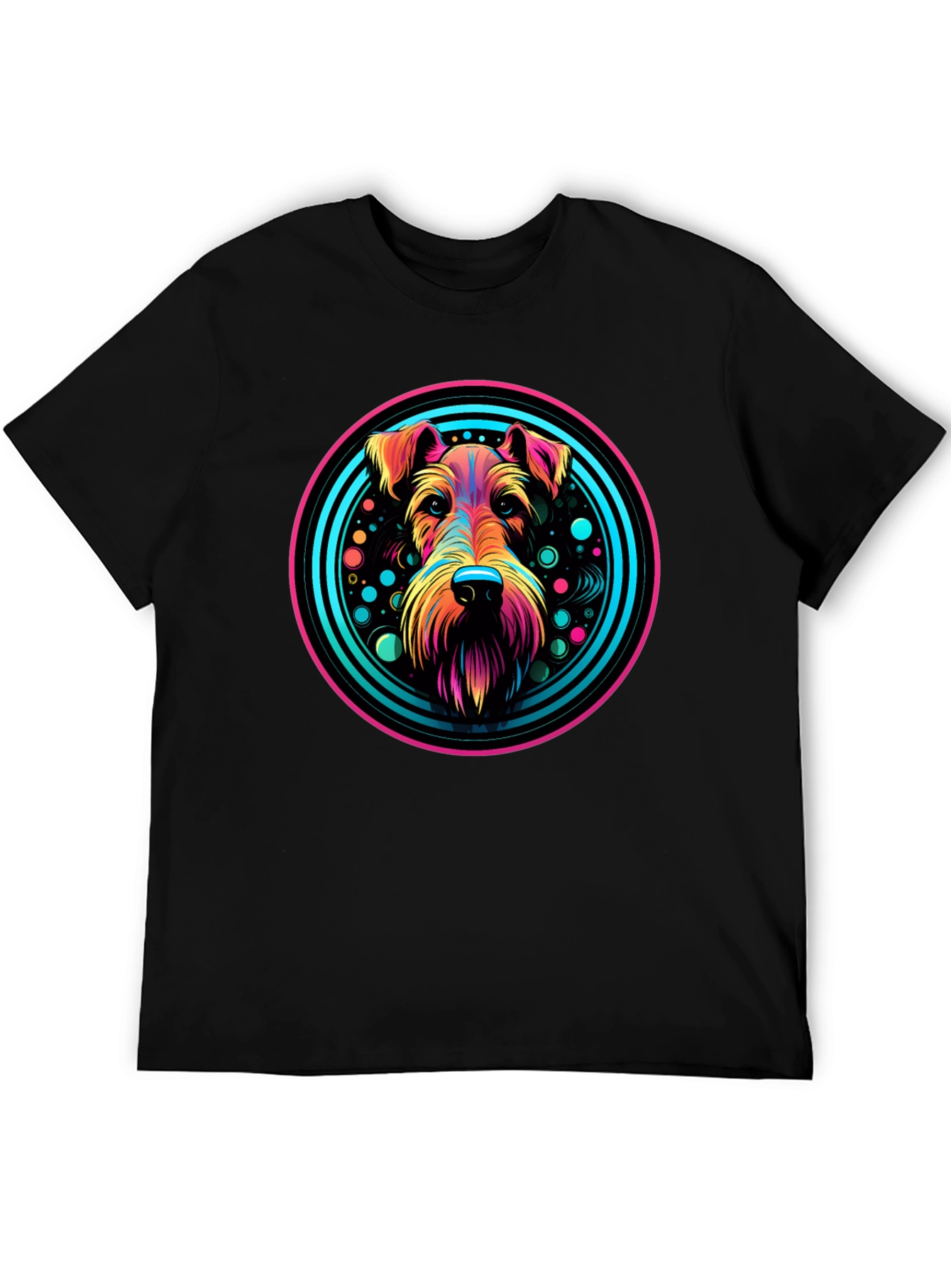 Black Vibrant Dog Graphic Tee - Colorful Pup Design view 5