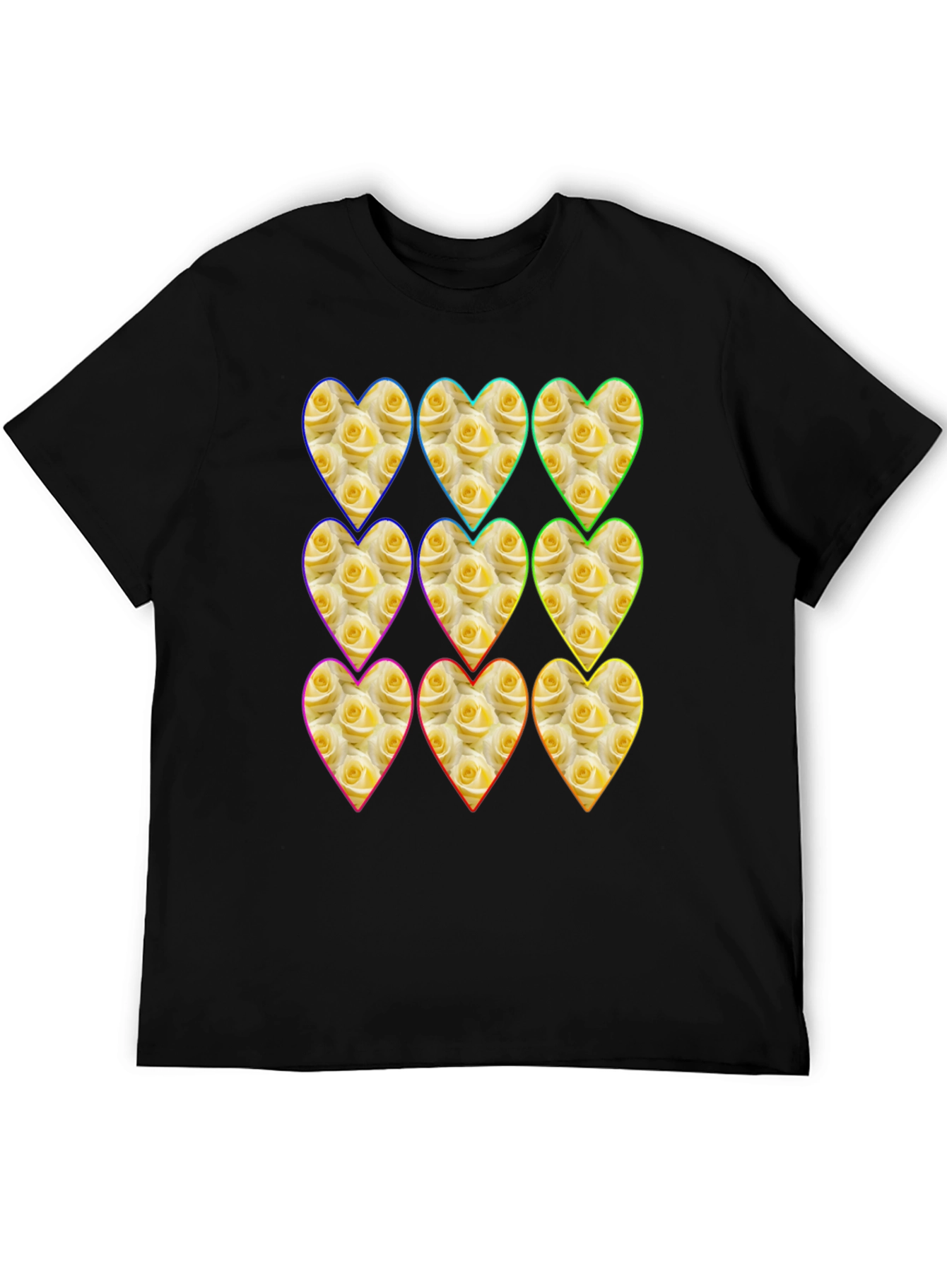 Black Floral Heart Pattern Graphic Tee view 5