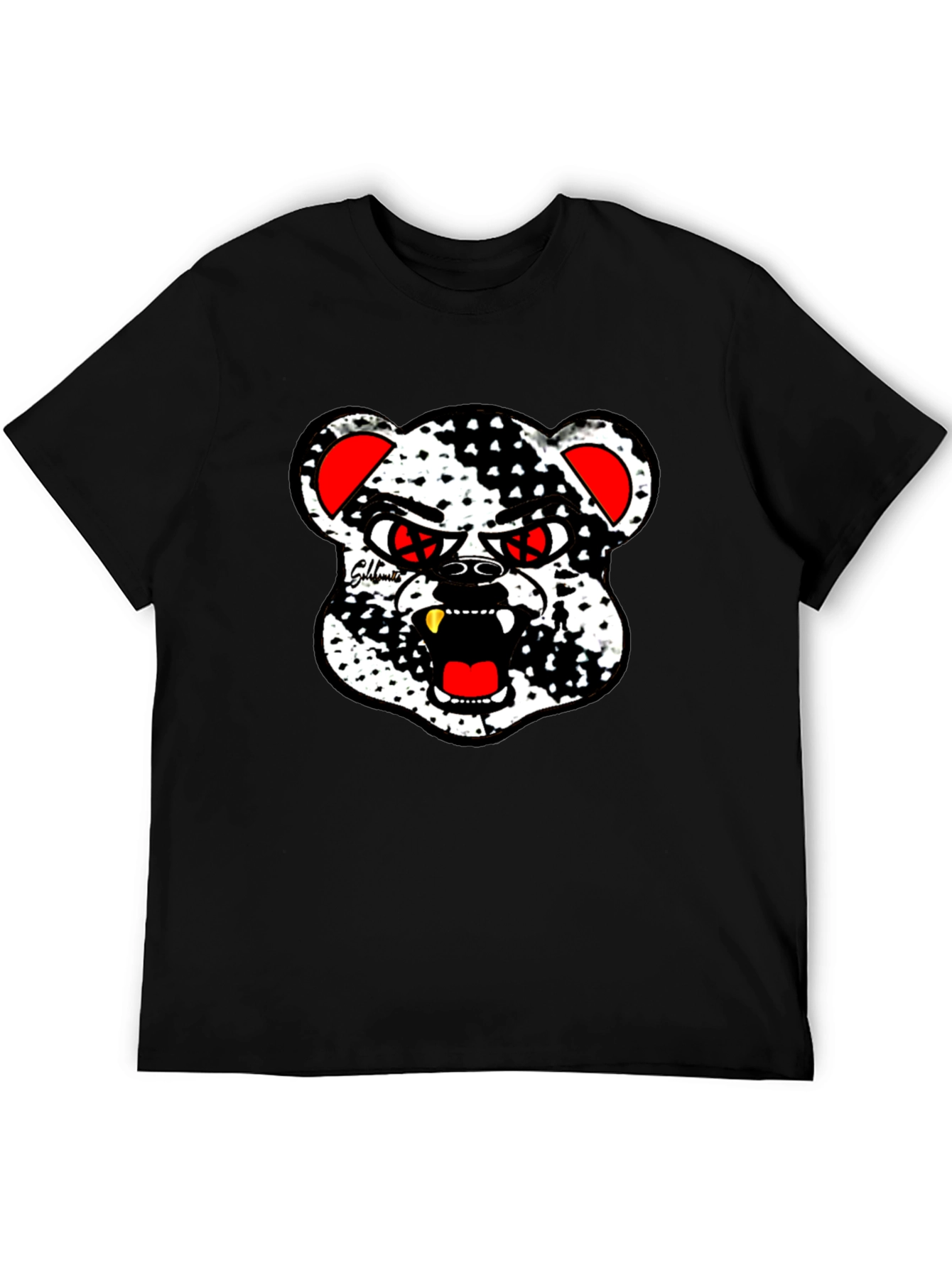 Black Edgy Bear Graphic Black T-Shirt view 5