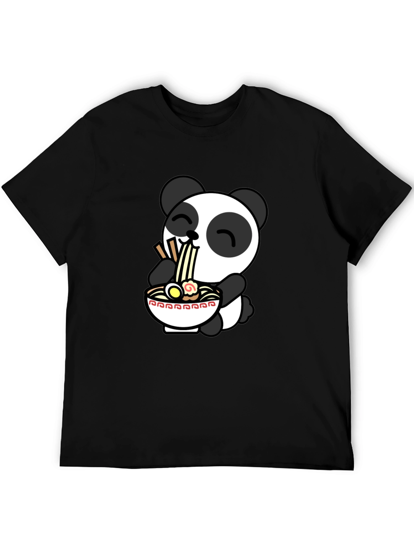 Cute Panda Ramen T-Shirt - Black - 5