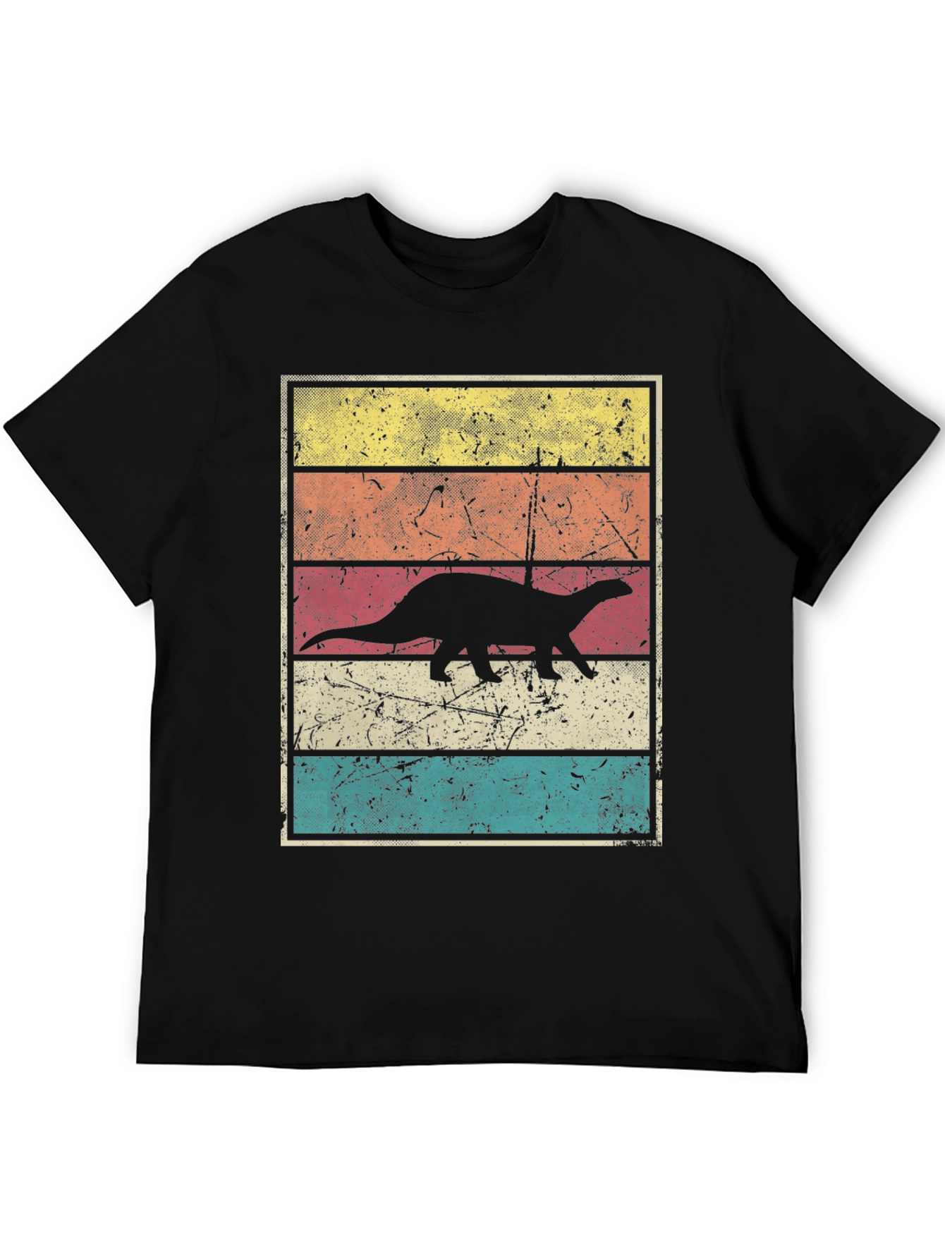 Black Retro Dinosaur Graphic T-Shirt view 5