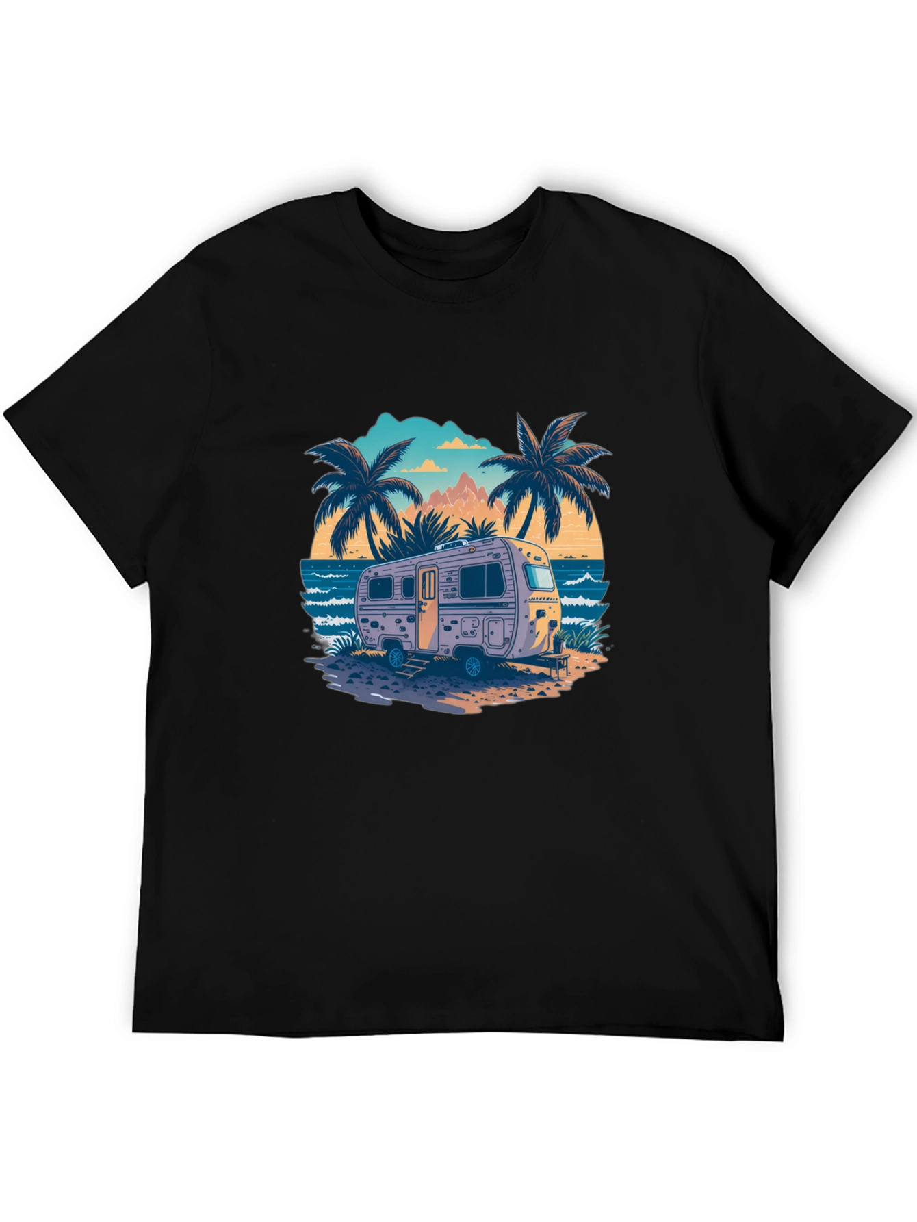 Black Beach Camping RV T-Shirt - Vacation Vibes view 5
