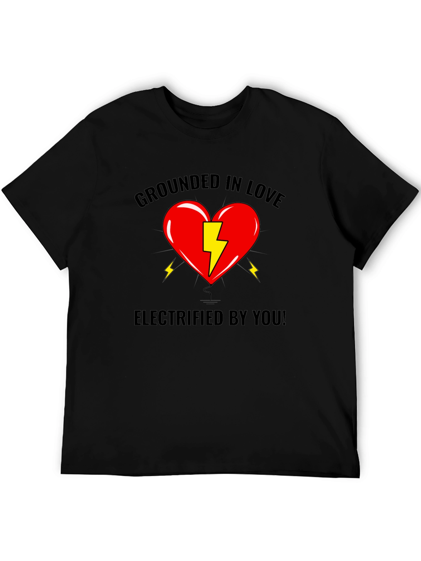 Black Grounded In Love T-Shirt - Electrified By You! Graphic Tee view 5