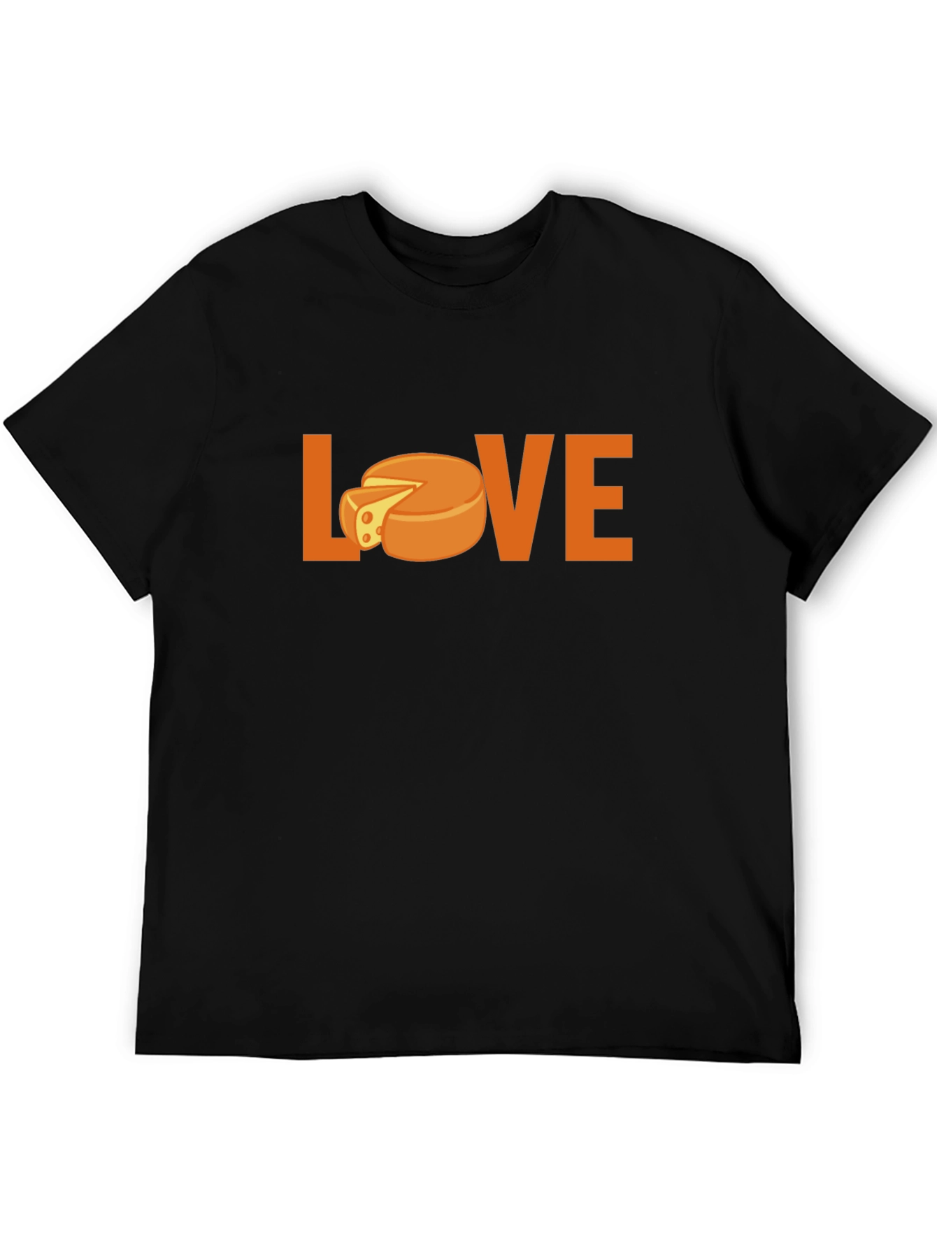 Black Love Cheese Graphic T-Shirt - Black Crew Neck view 5