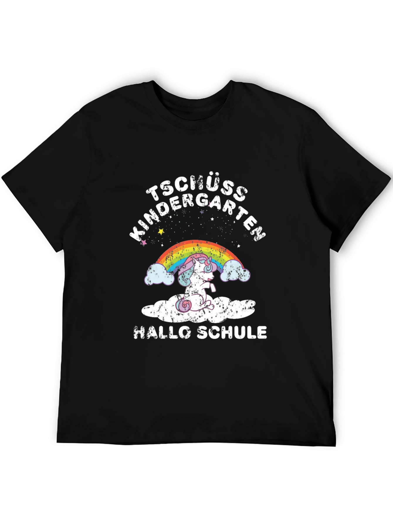 Black Tschüss Kindergarten Hallo Schule Unicorn T-Shirt view 5