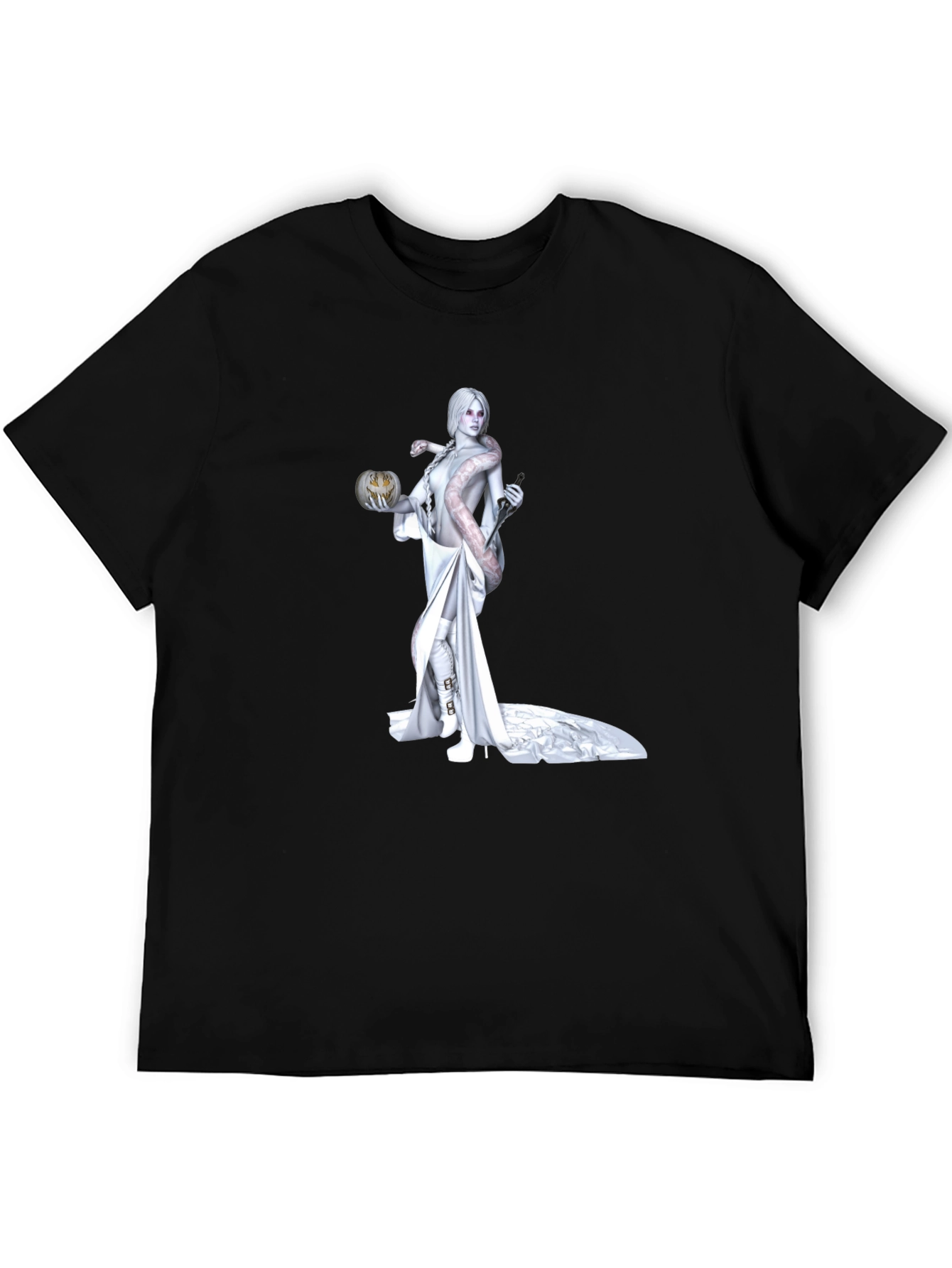 Black Halloween Snake Woman Graphic Tee view 5