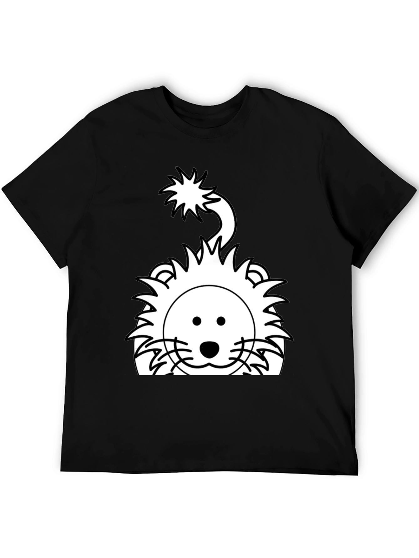 Black Cartoon Lion Graphic Tee - Black view 5