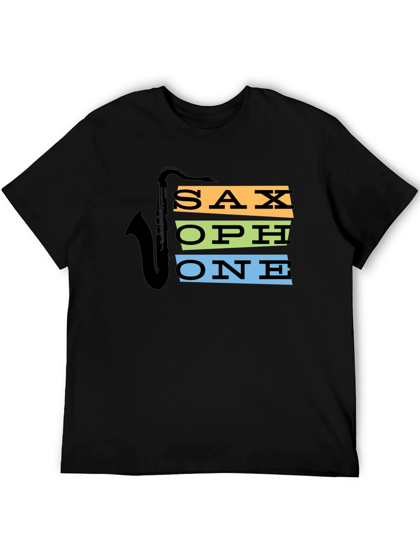 Black Saxophone Graphic Tee - Cool Music Lover Shirt view 5