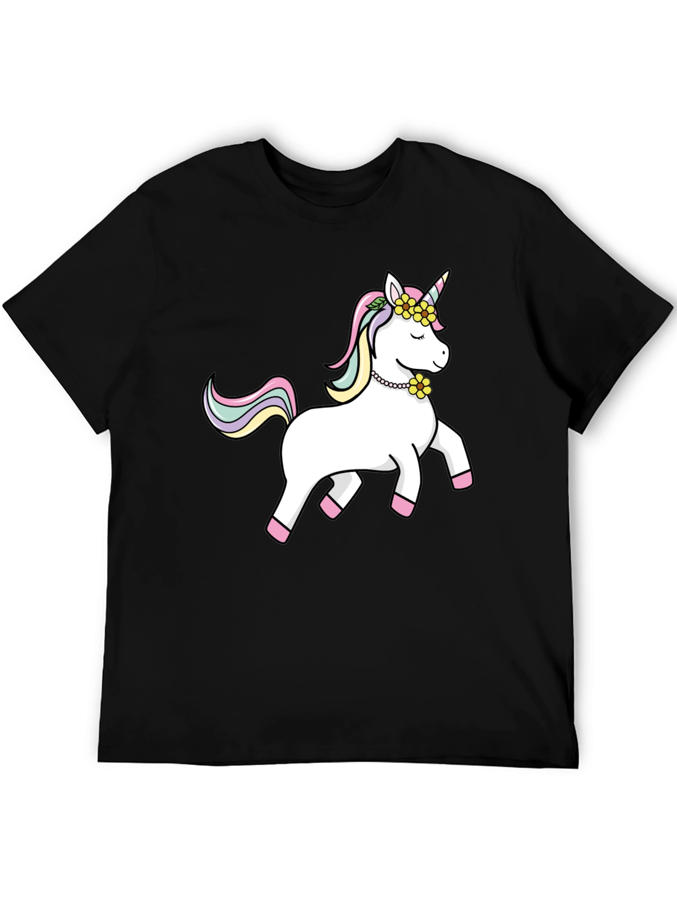 Black Unicorn Graphic Tee - Black Cotton Casual Shirt view 5