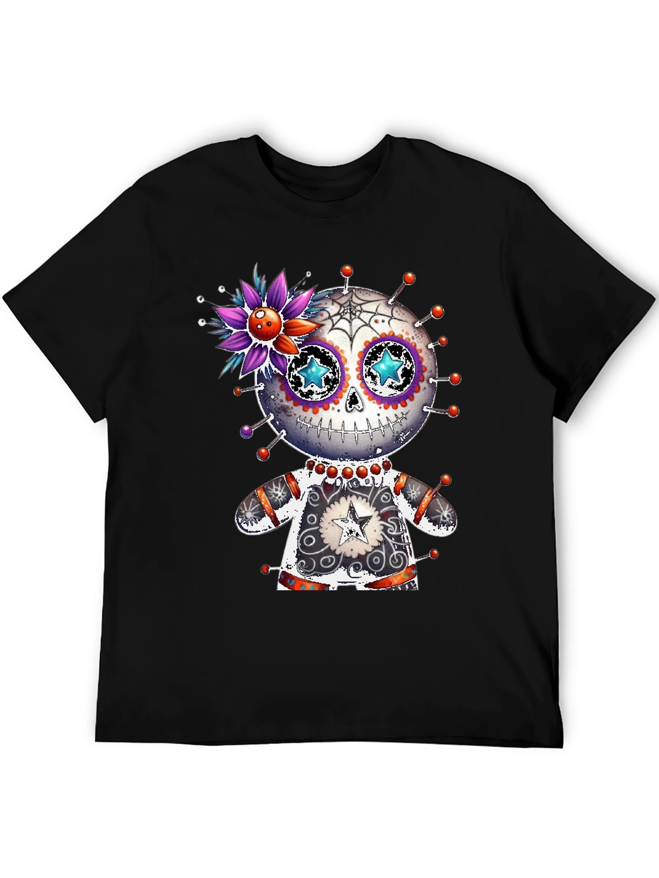 Black Sugar Skull Voodoo Doll T-Shirt view 5