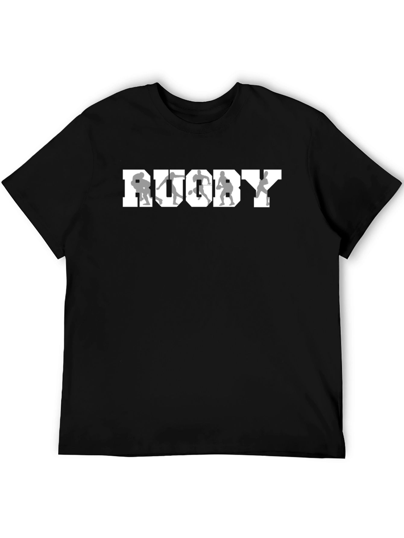 Black Rugby Graphic Tee - Black Cotton T-Shirt view 5