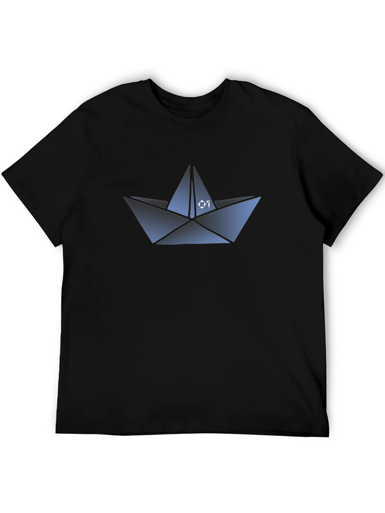 Black Paper Boat Graphic Tee - Unique Origami Design view 5