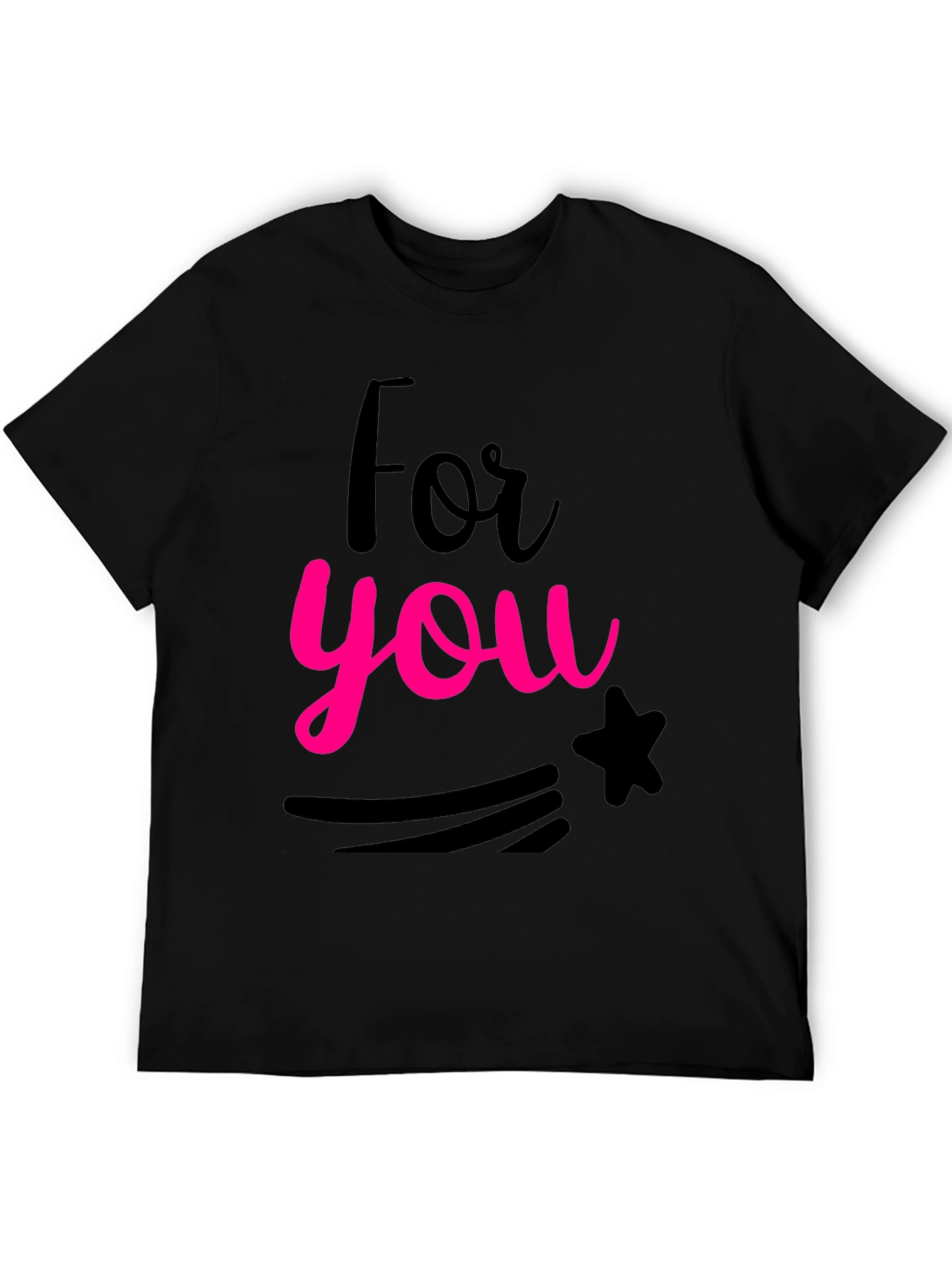 Black For You Graphic Print Black Crew Neck T-Shirt view 5