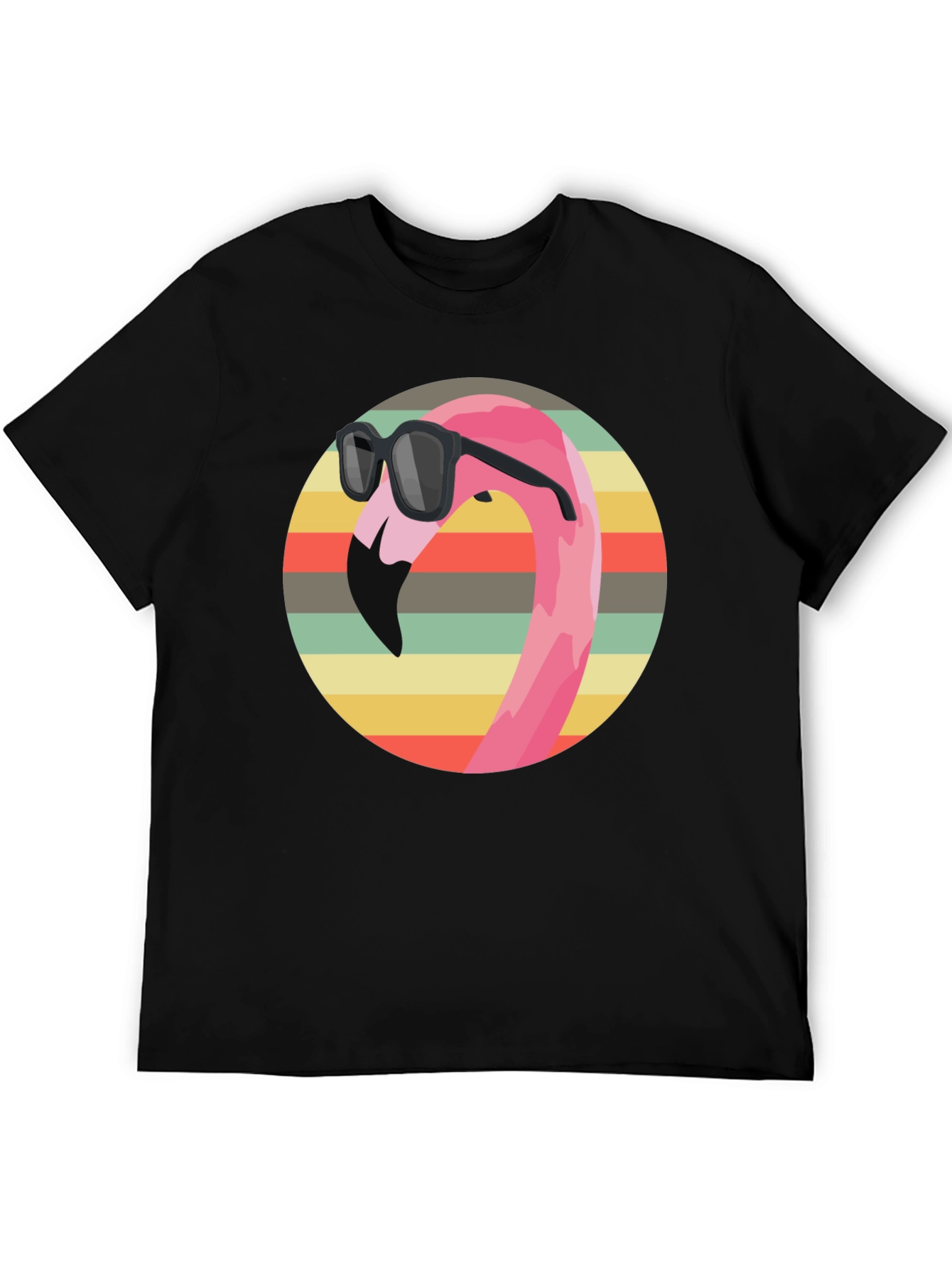 Black Cool Flamingo Graphic Tee - Retro Style view 5