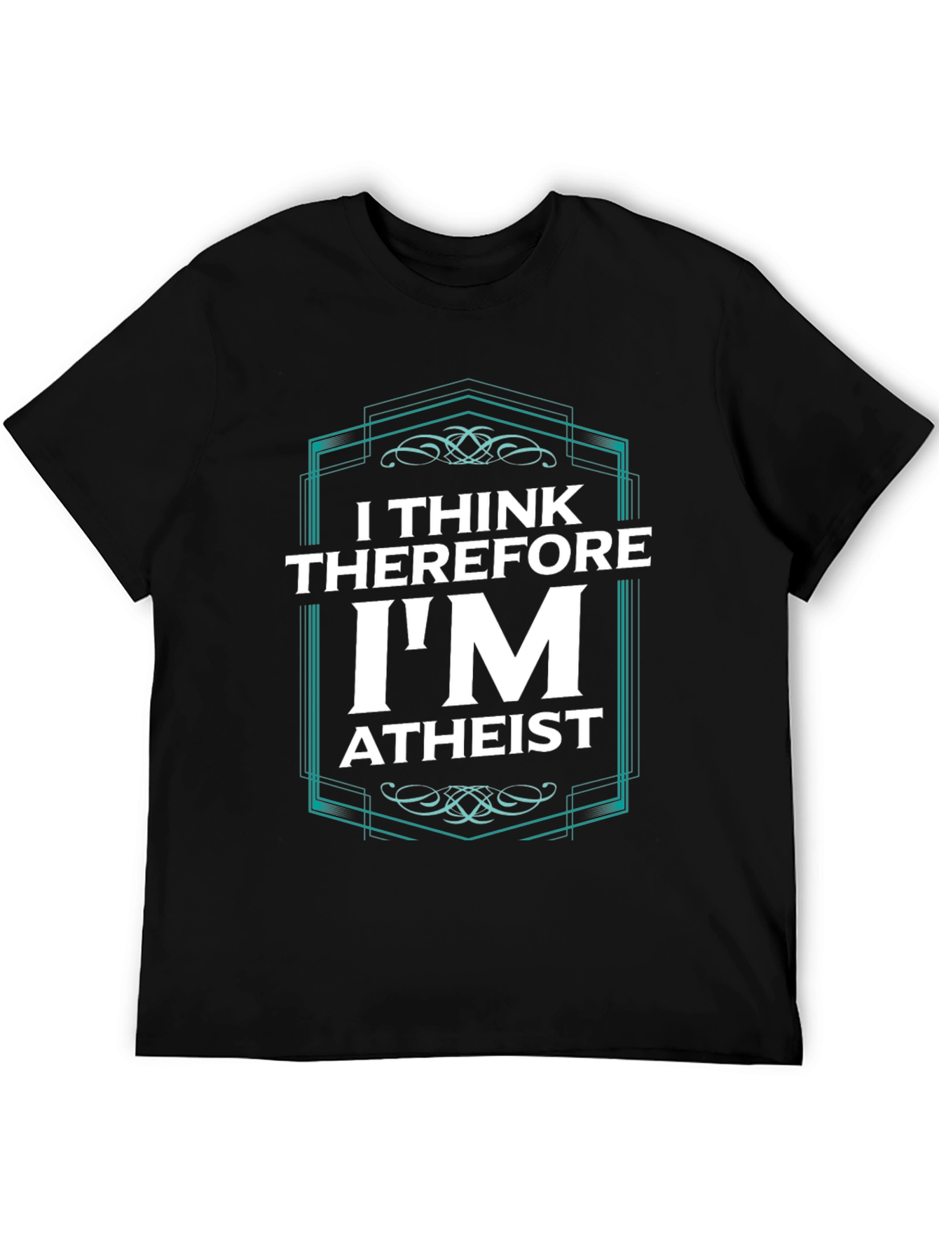 Black I Think Therefore I'm Atheist Graphic T-Shirt view 5