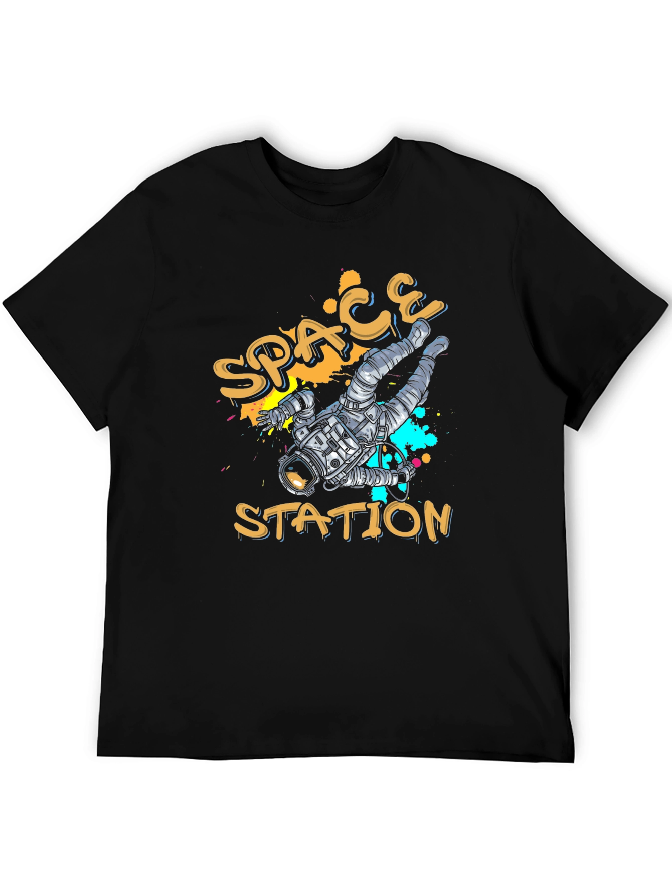 Black Space Station Graphic T-Shirt view 5