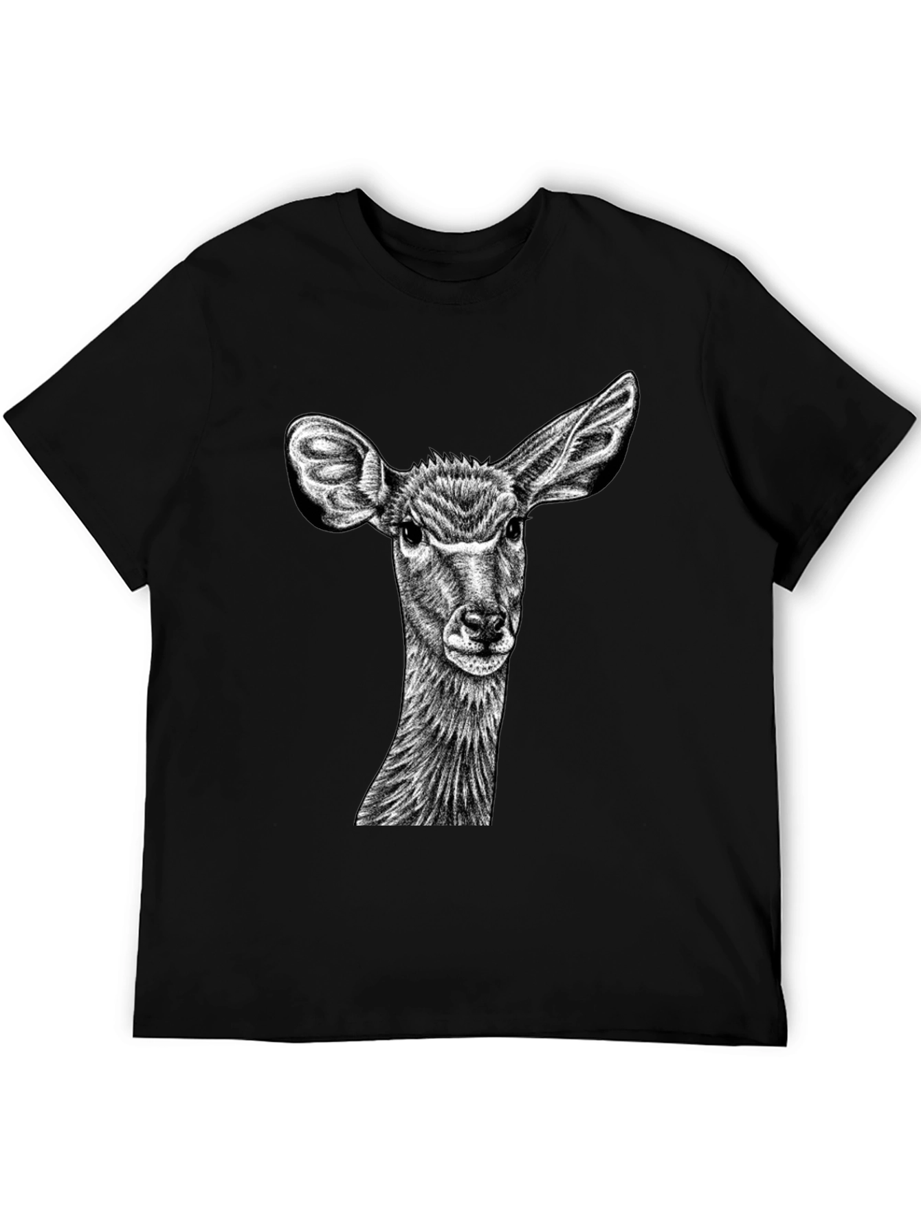 Black Deer Graphic Tee - Unique Animal Print Shirt view 5