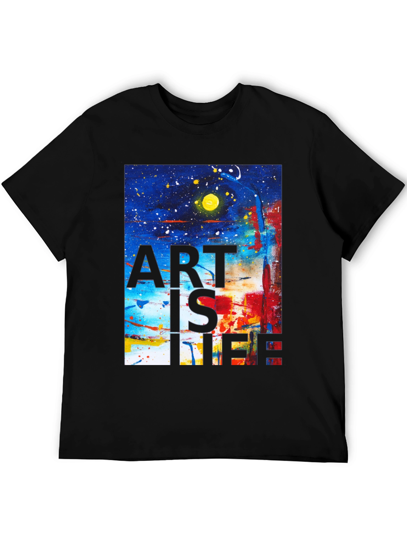 Black Abstract Art is Life Graphic Tee view 5