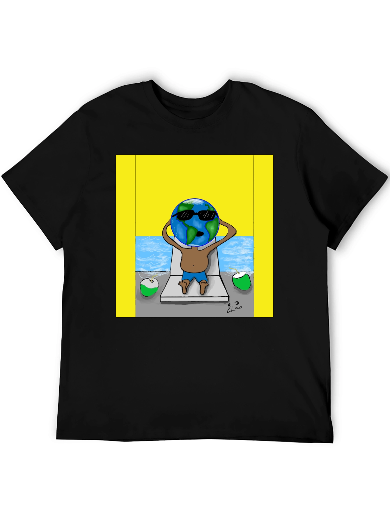 Black Earth Globe Beach T-Shirt view 5