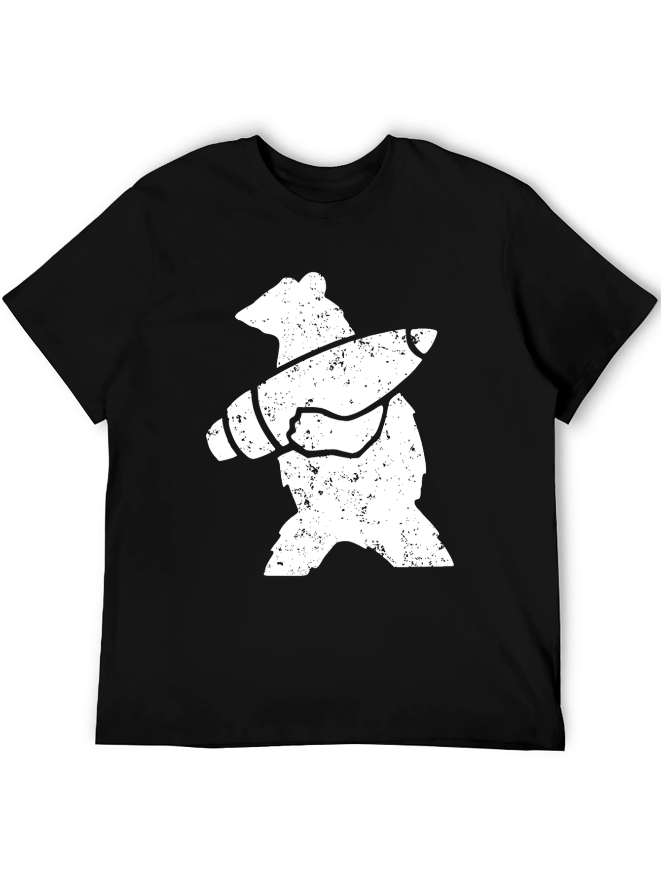 Black Bear with Rocket T-Shirt - Black Cotton Graphic Tee view 5