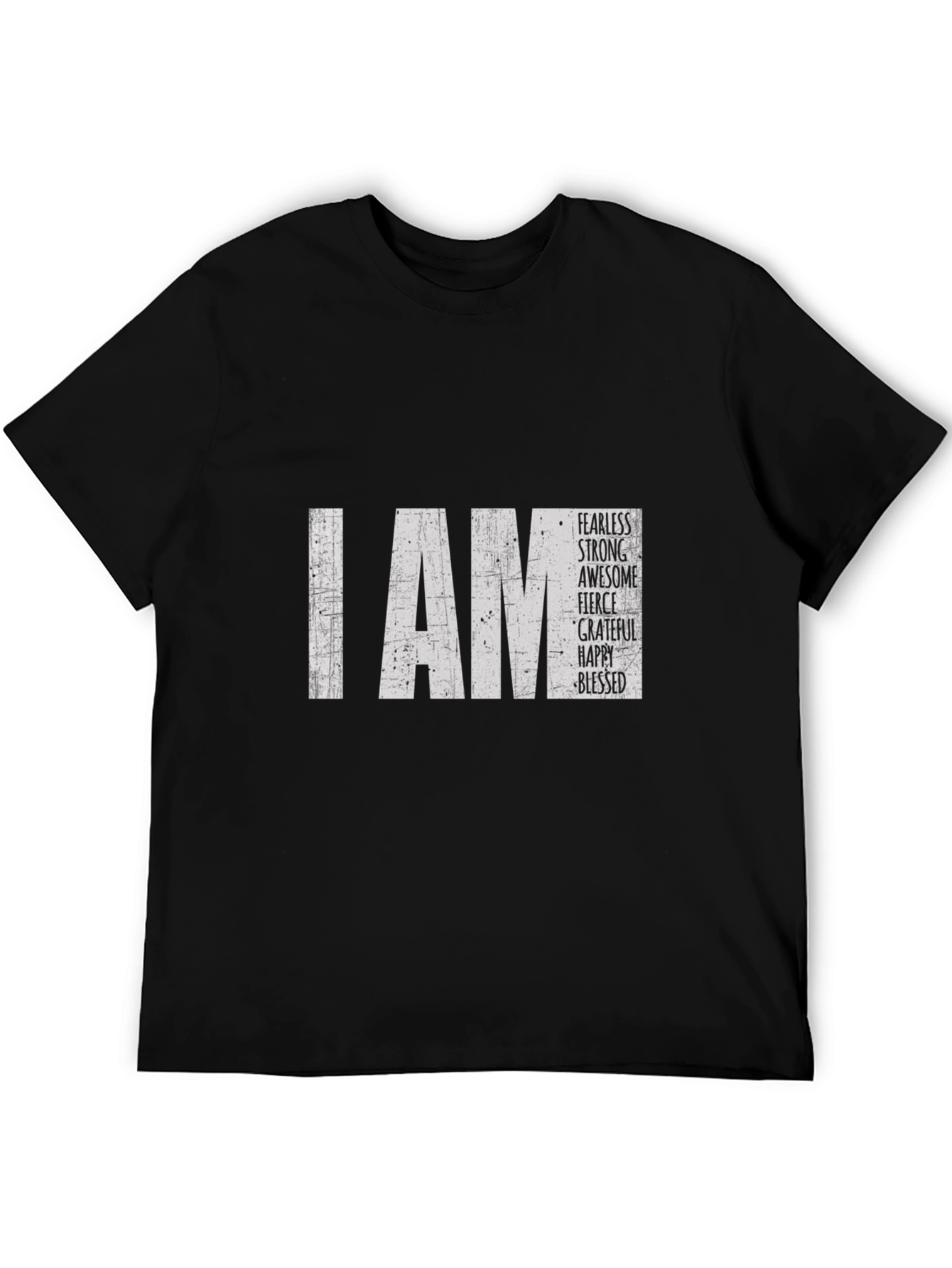 Black I AM Fearless T-Shirt - Inspirational Black Tee view 5