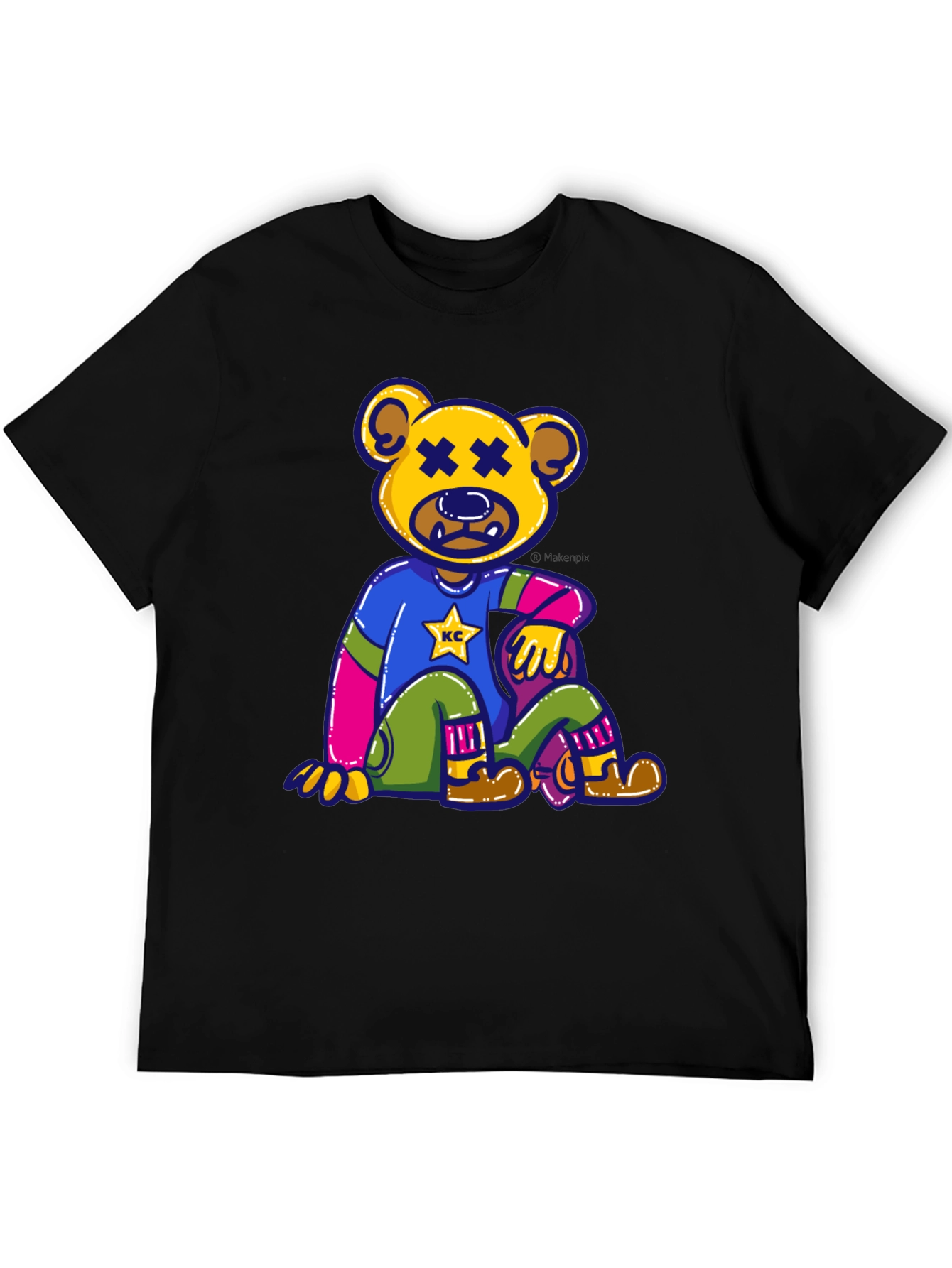 Black Novelty Bear Graphic Tee - Comfortable Cotton Blend view 5