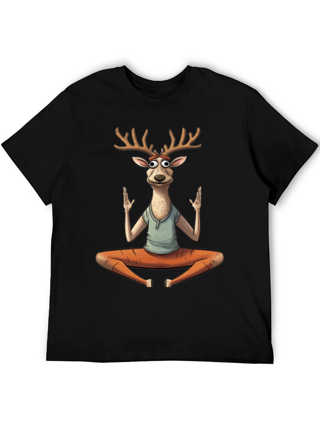 Black Yoga Deer Graphic T-Shirt view 5