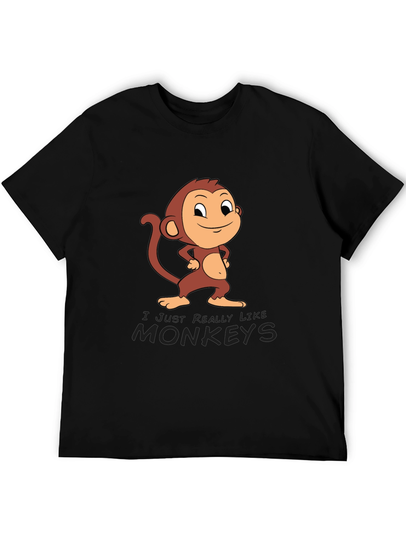 Black Monkey Cartoon Graphic Black Tee view 5