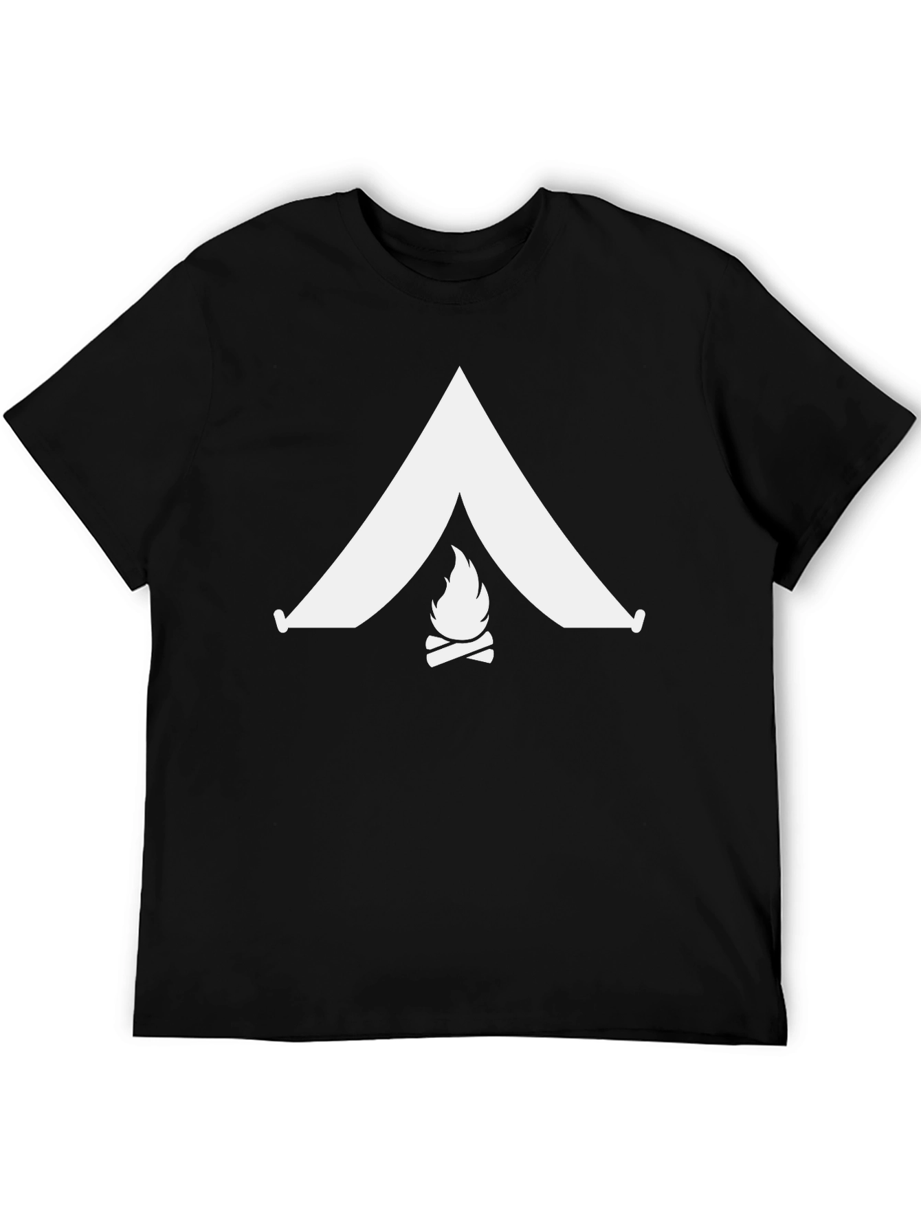 Black Camping Adventure Tee - Tent & Campfire Design view 5